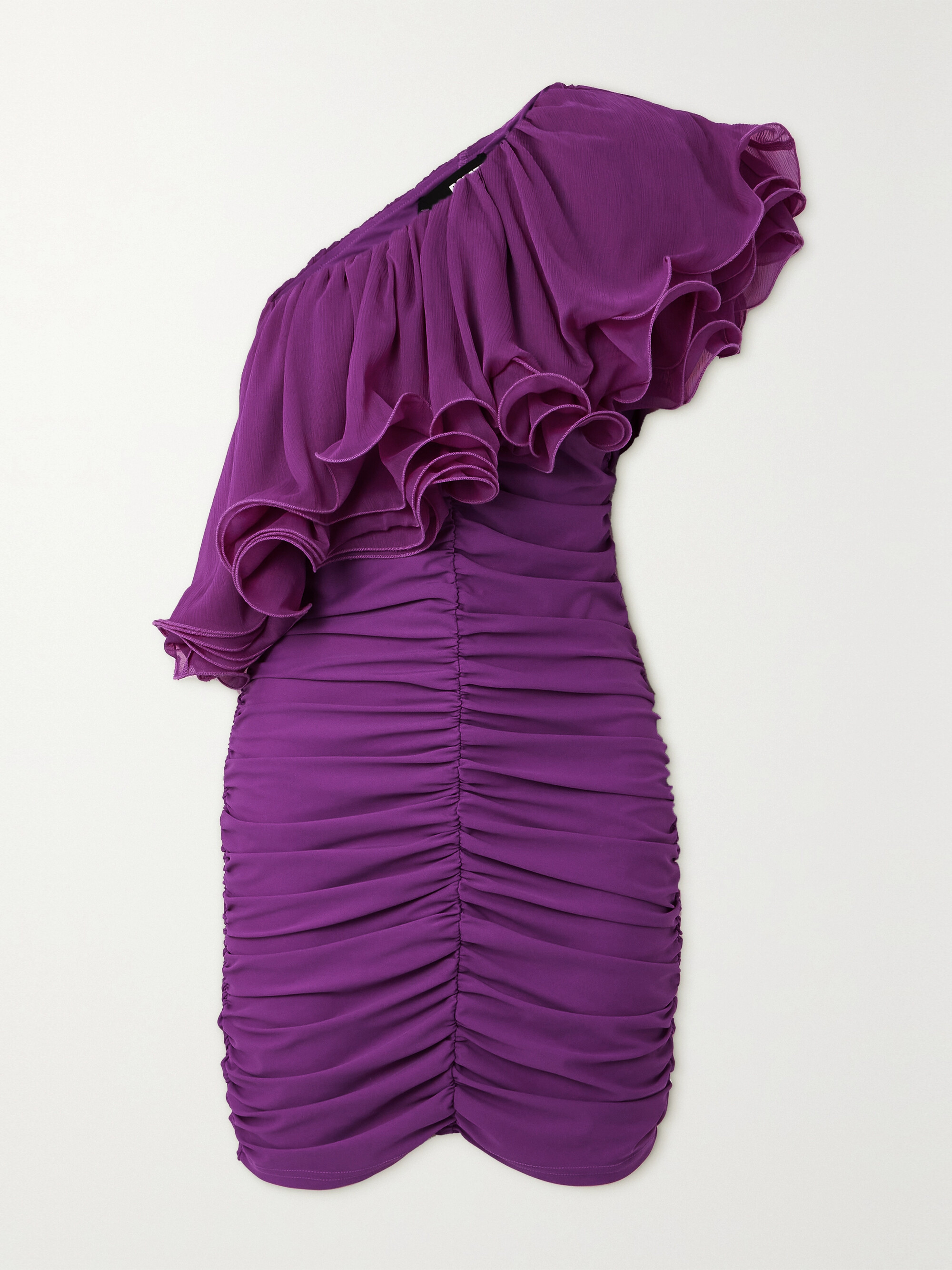 ROTATE Birger Christensen + NET SUSTAIN one-shoulder ruffled ruched recycled-chiffon mini dress thumbnail