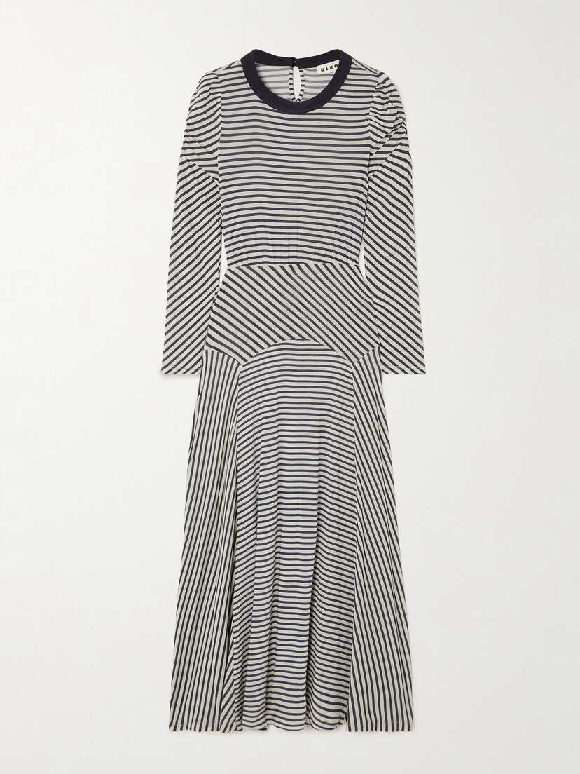 Rixo Cerise Striped Stretch-jersey Midi Dress - UK 20