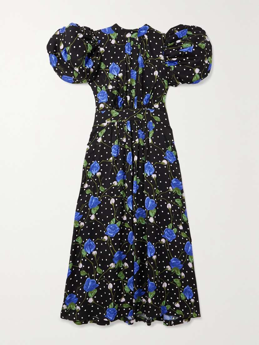 Rotate Birger Christensen Noon Open-back Printed Satin Midi Dress