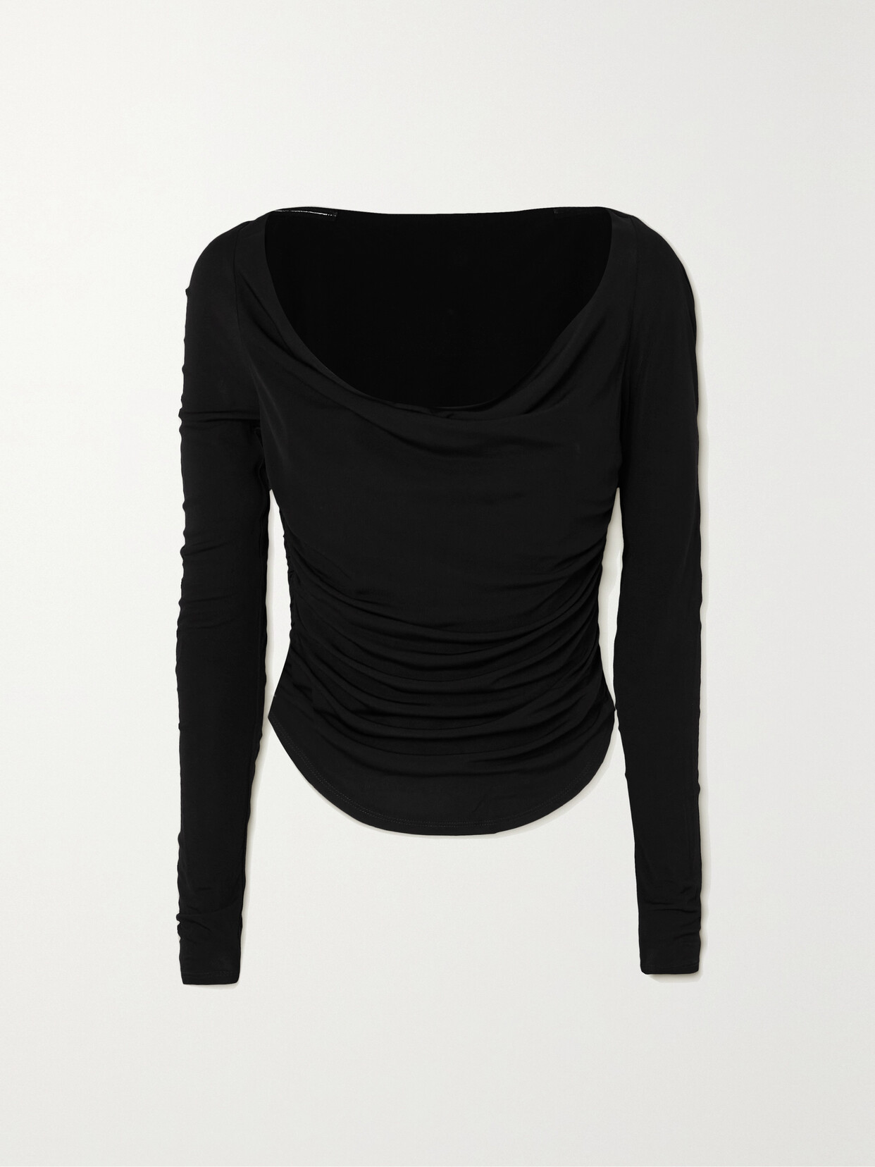 STAUD Solana Draped Stretch-jersey Top - Black
