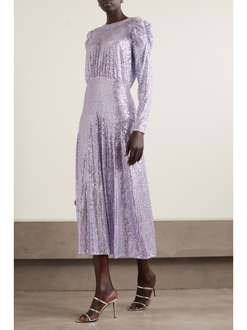 RIXO Cerise gathered sequined stretch-tulle midi dress