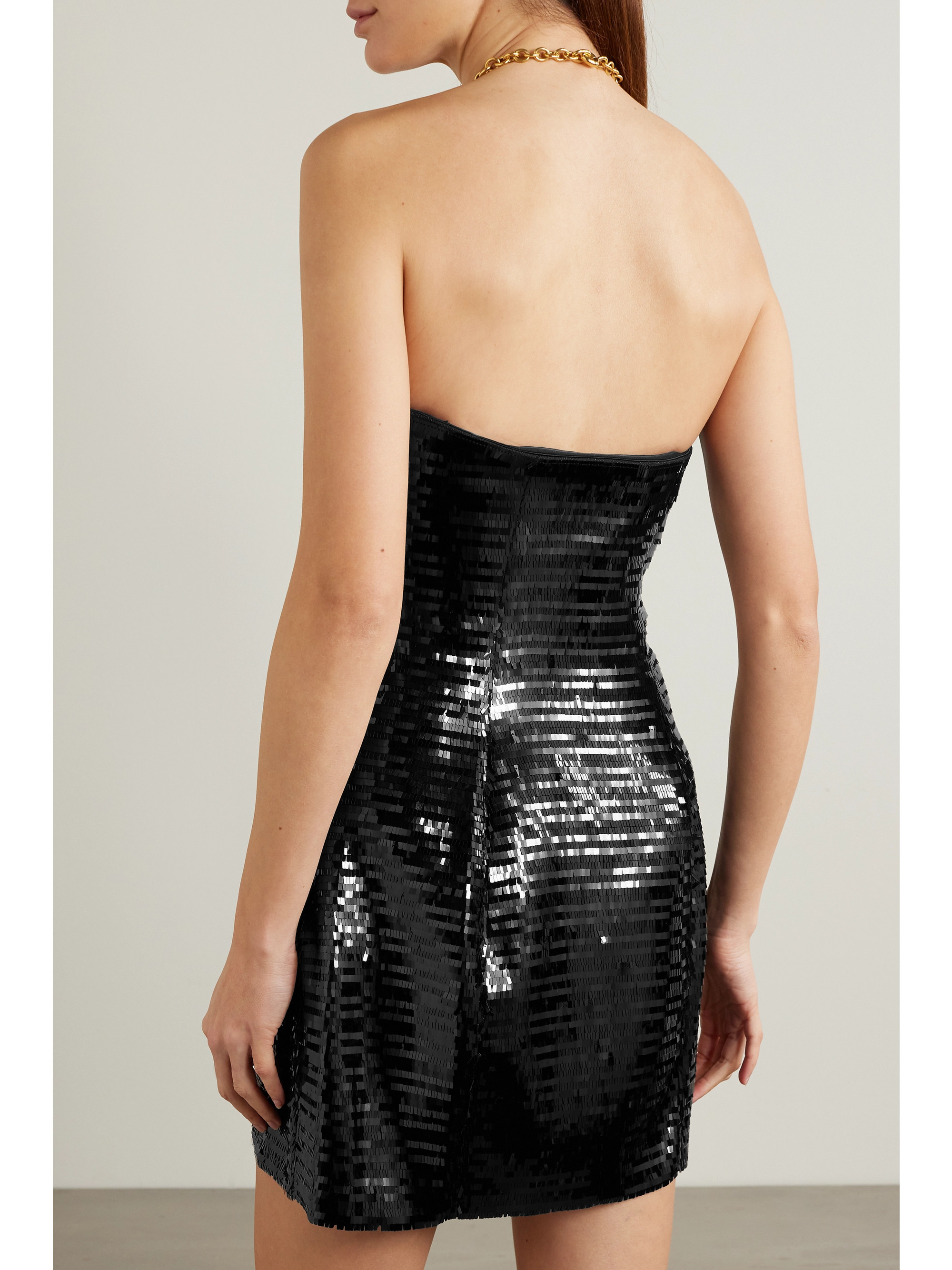 A.L.C. Elsie strapless sequined satin mini dress thumbnail