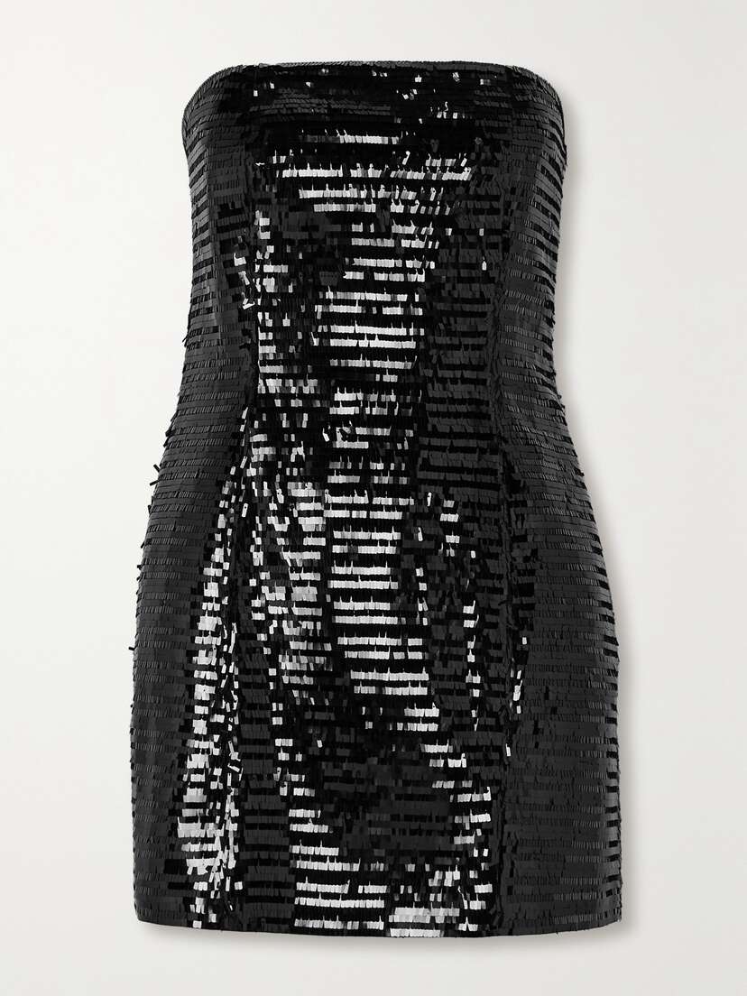 A.L.C. Elsie Strapless Sequined Satin Mini Dress