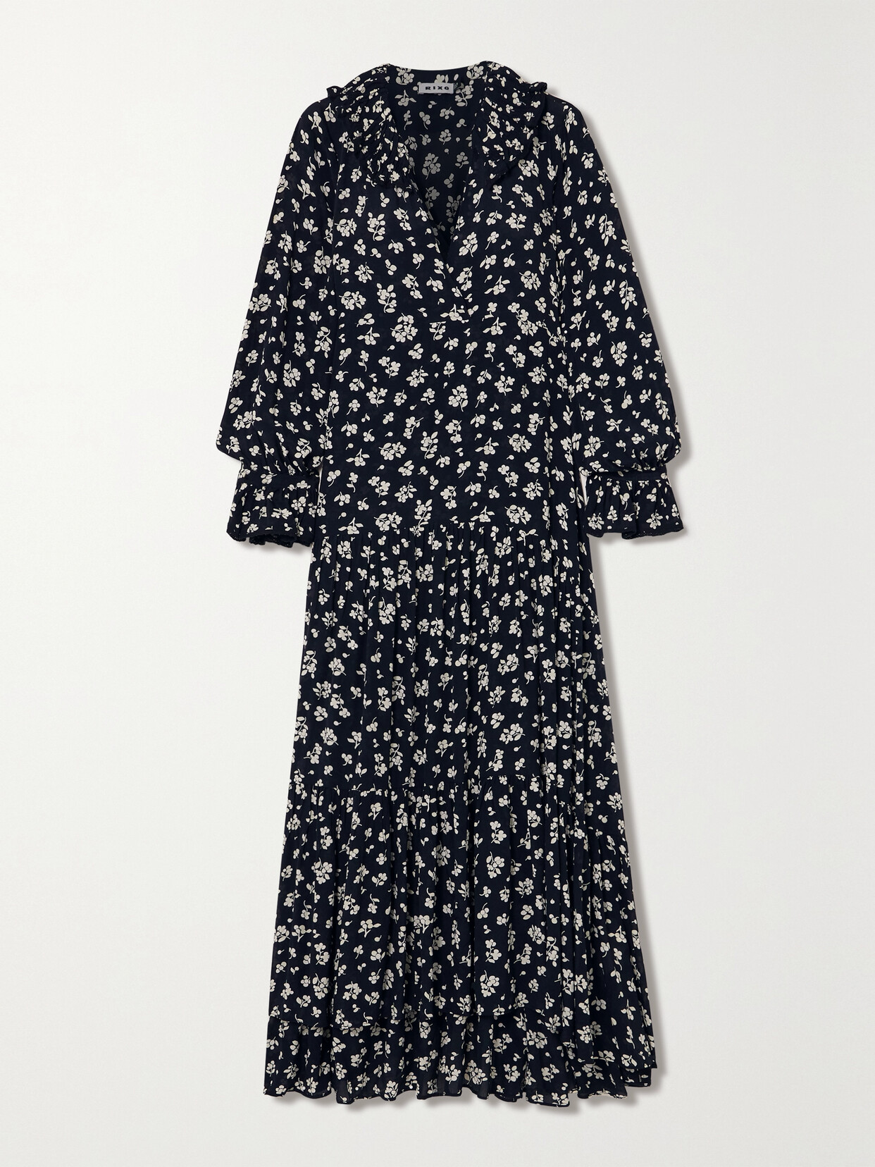 RIXO - Mali Floral-print Crepe De Chine Midi Dress - Blue