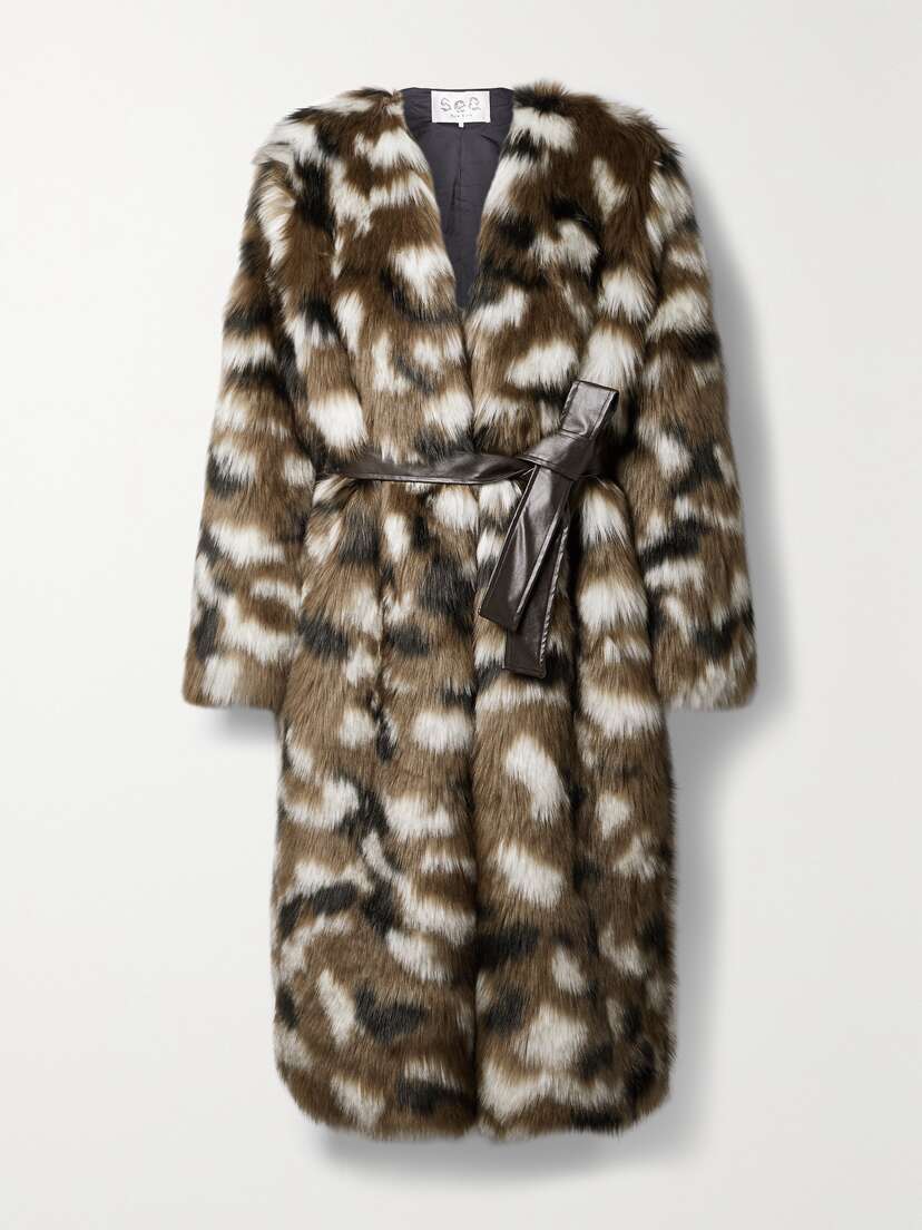 Sea Karlie Oversized Belted Faux Fur Coat