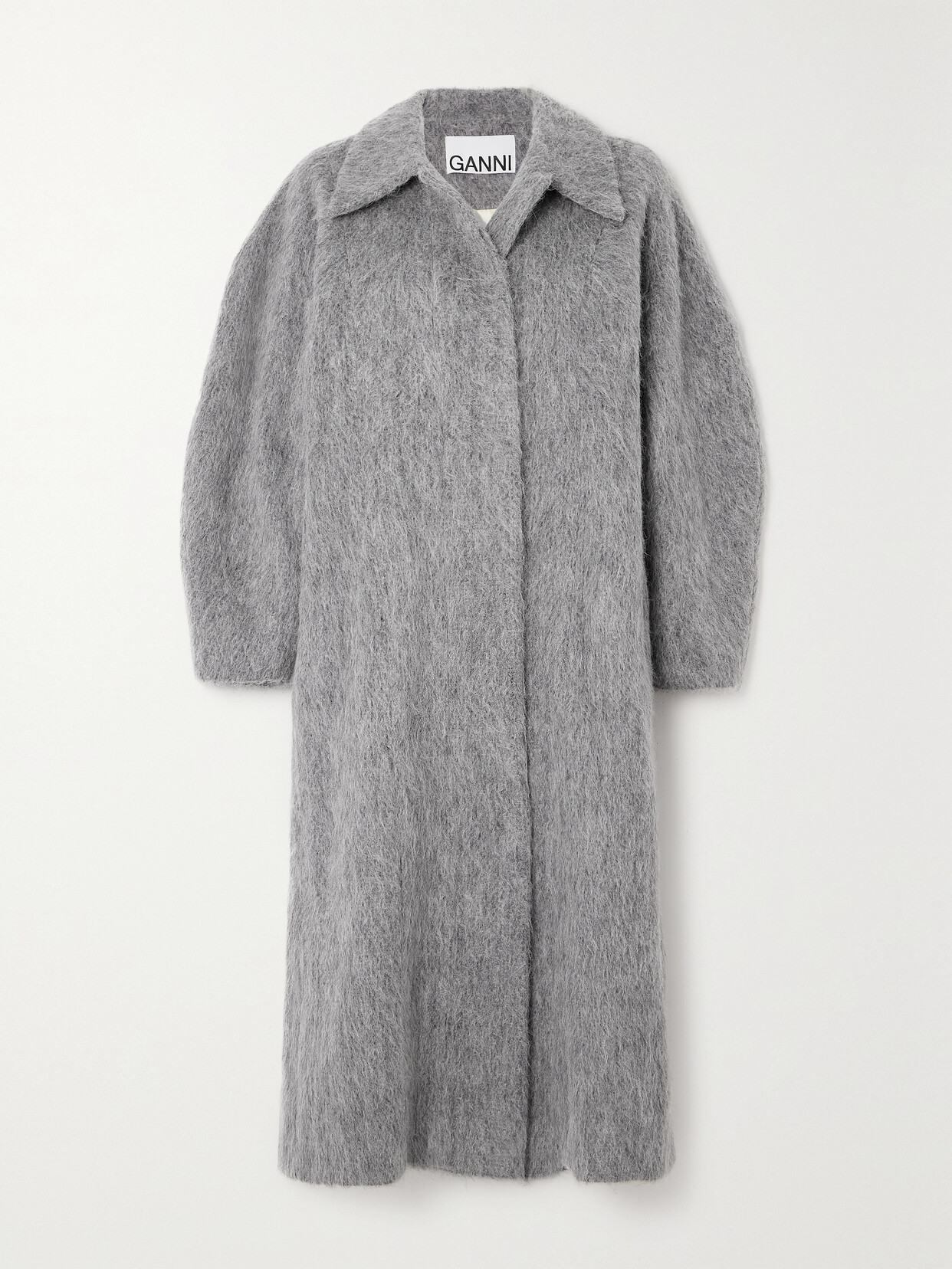 Shop Ganni + Net Sustain Recycled Wool-blend Coat In Gray