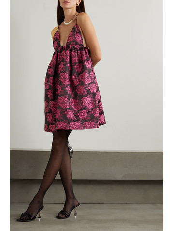 GANNI + NET SUSTAIN gathered recycled-jacquard mini dress