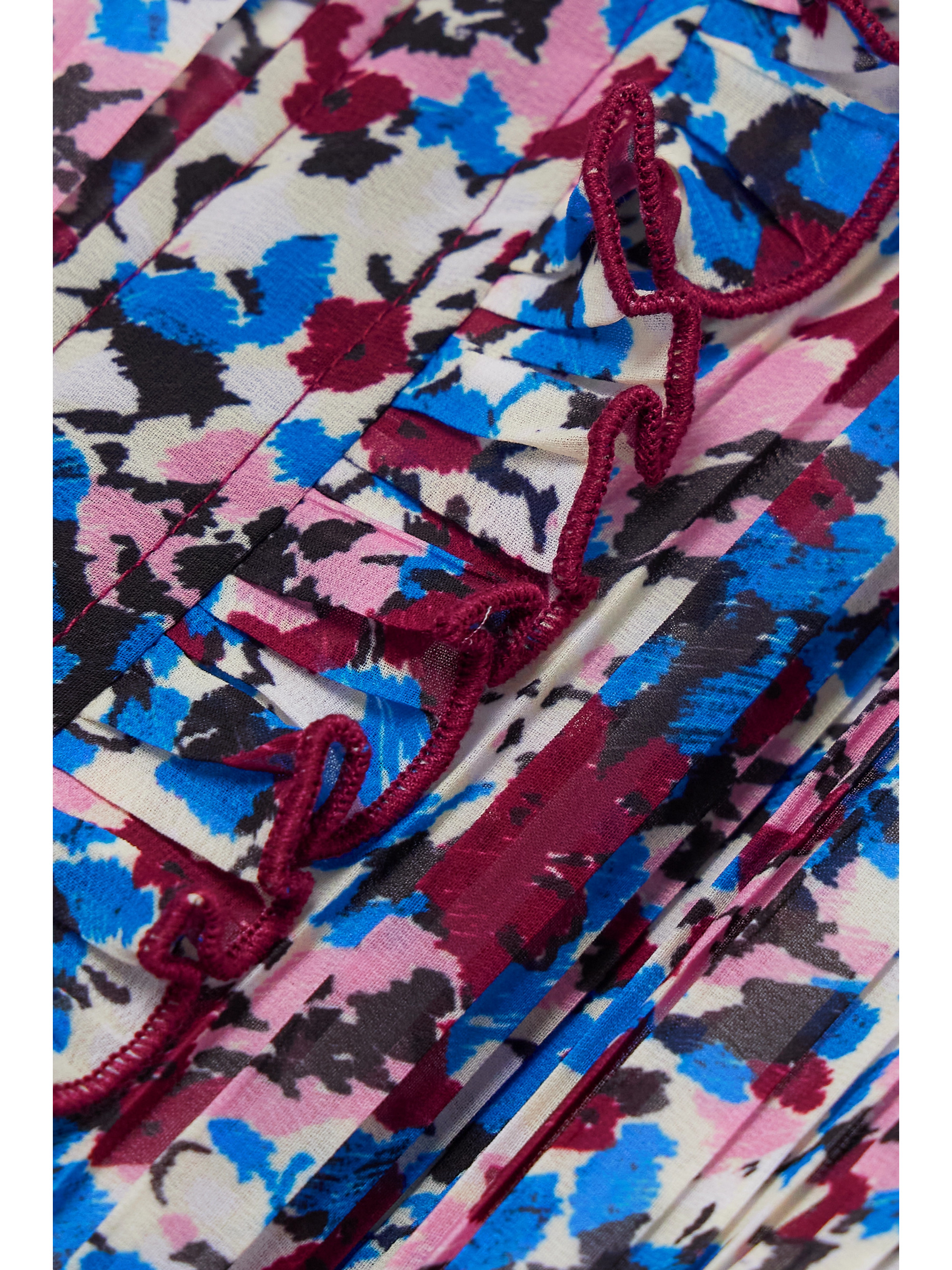 GANNI + NET SUSTAIN ruffled pleated floral-print recycled-georgette midi dress