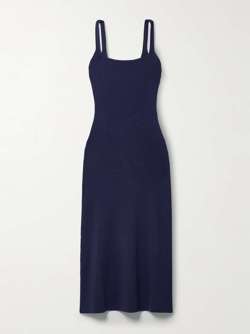 STAUD Paityn Ribbed-knit Midi Dress