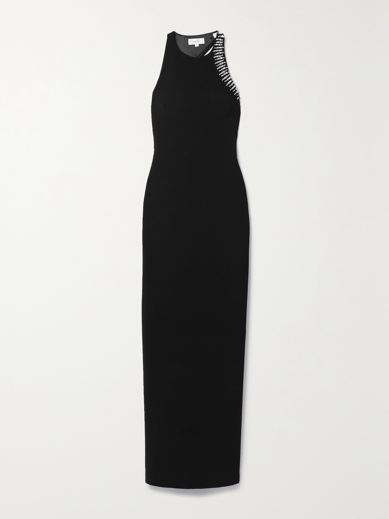 Shop A.l.c Skyler Open-back Crystal-embellished Cady Gown In Black