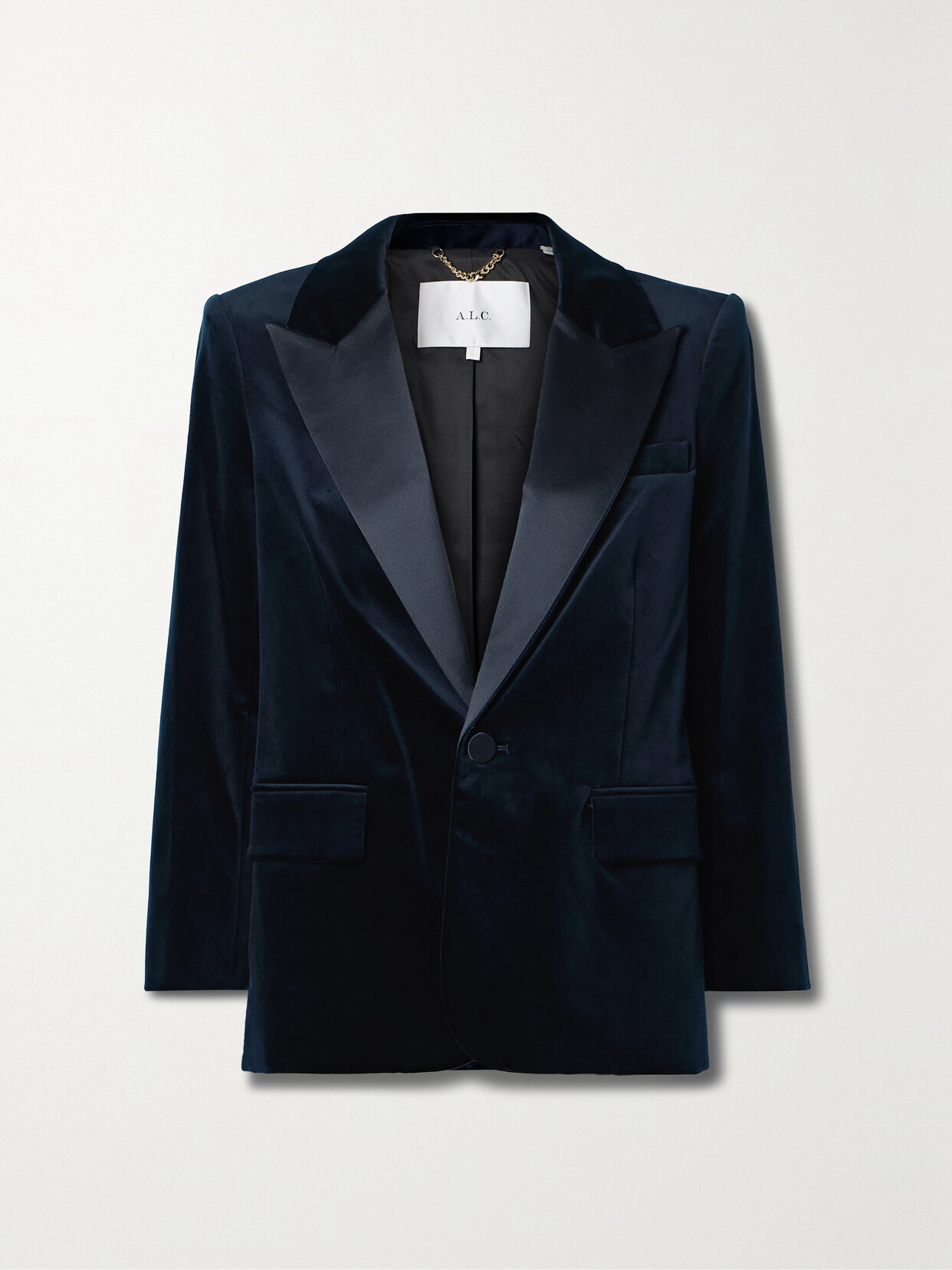 Shop A.l.c Davin Ii Satin-trimmed Cotton-blend Velvet Blazer In Blue