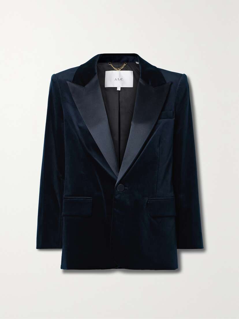 A.L.C. Davin Ii Satin-trimmed Cotton-blend Velvet Blazer