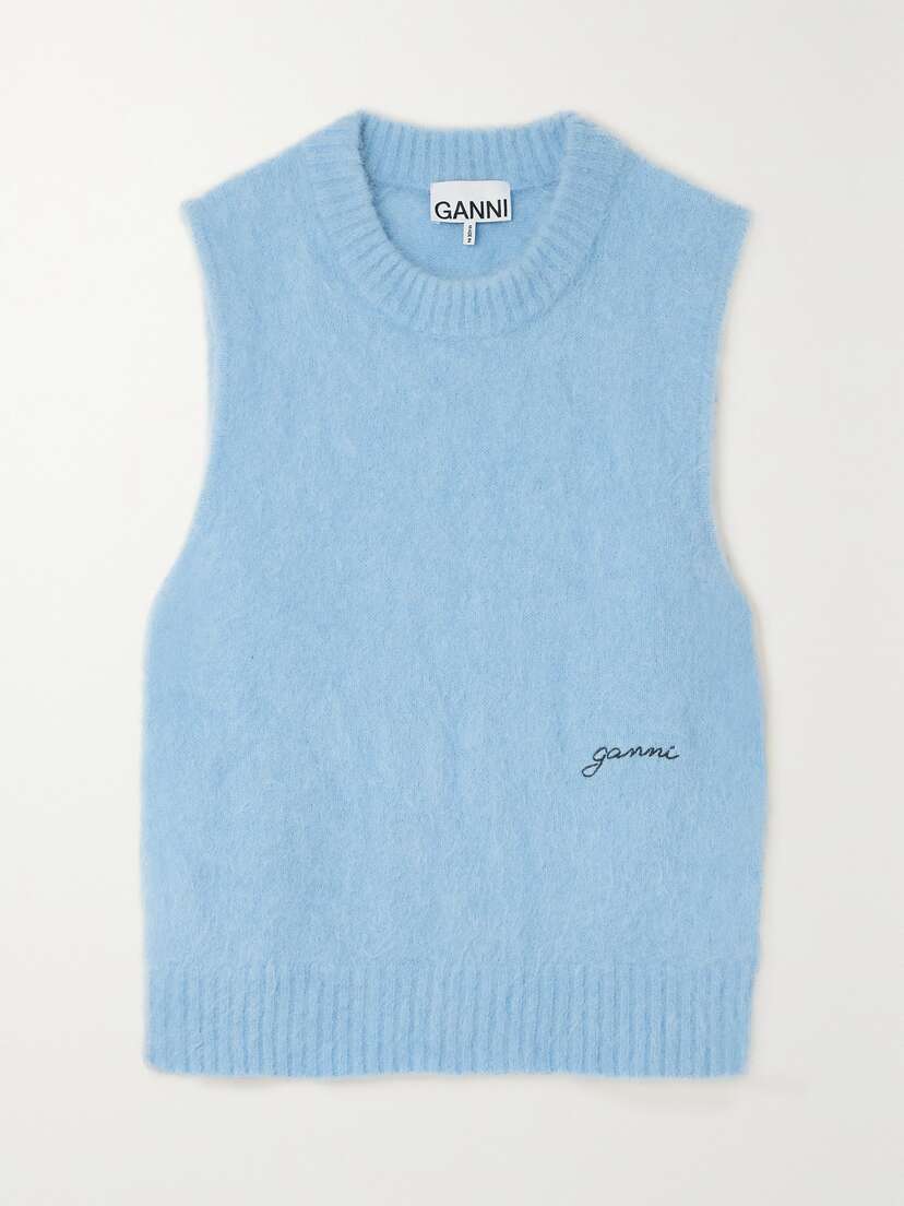 Ganni + Net Sustain Embroidered Alpaca-blend Vest - x large