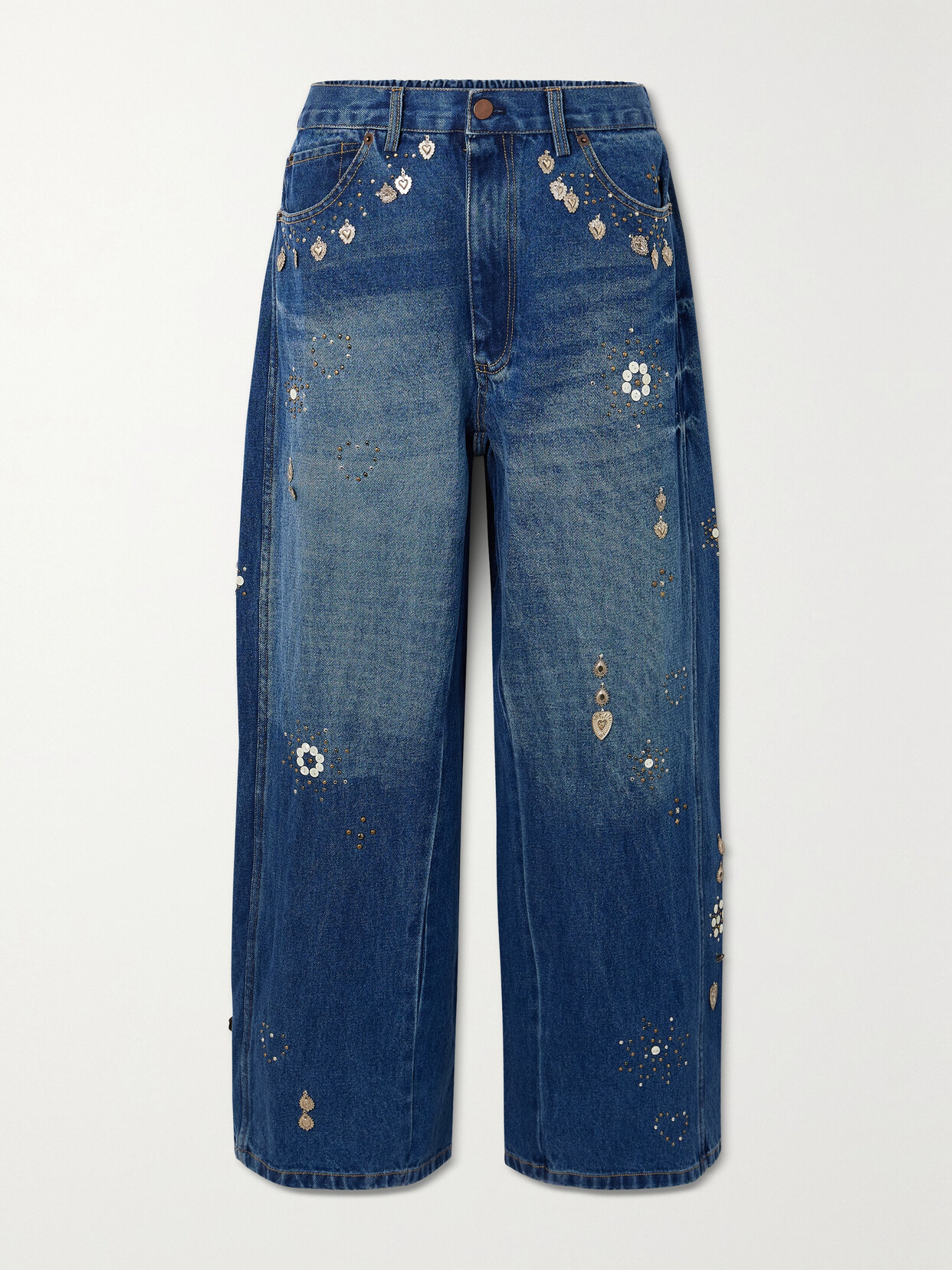 Shop Sea Betina Embellished High-rise Jeans In Blue