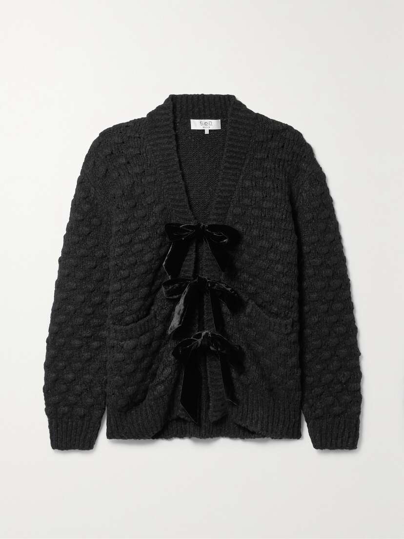 Sea Teresa Velvet-trimmed Wool-blend Cardigan