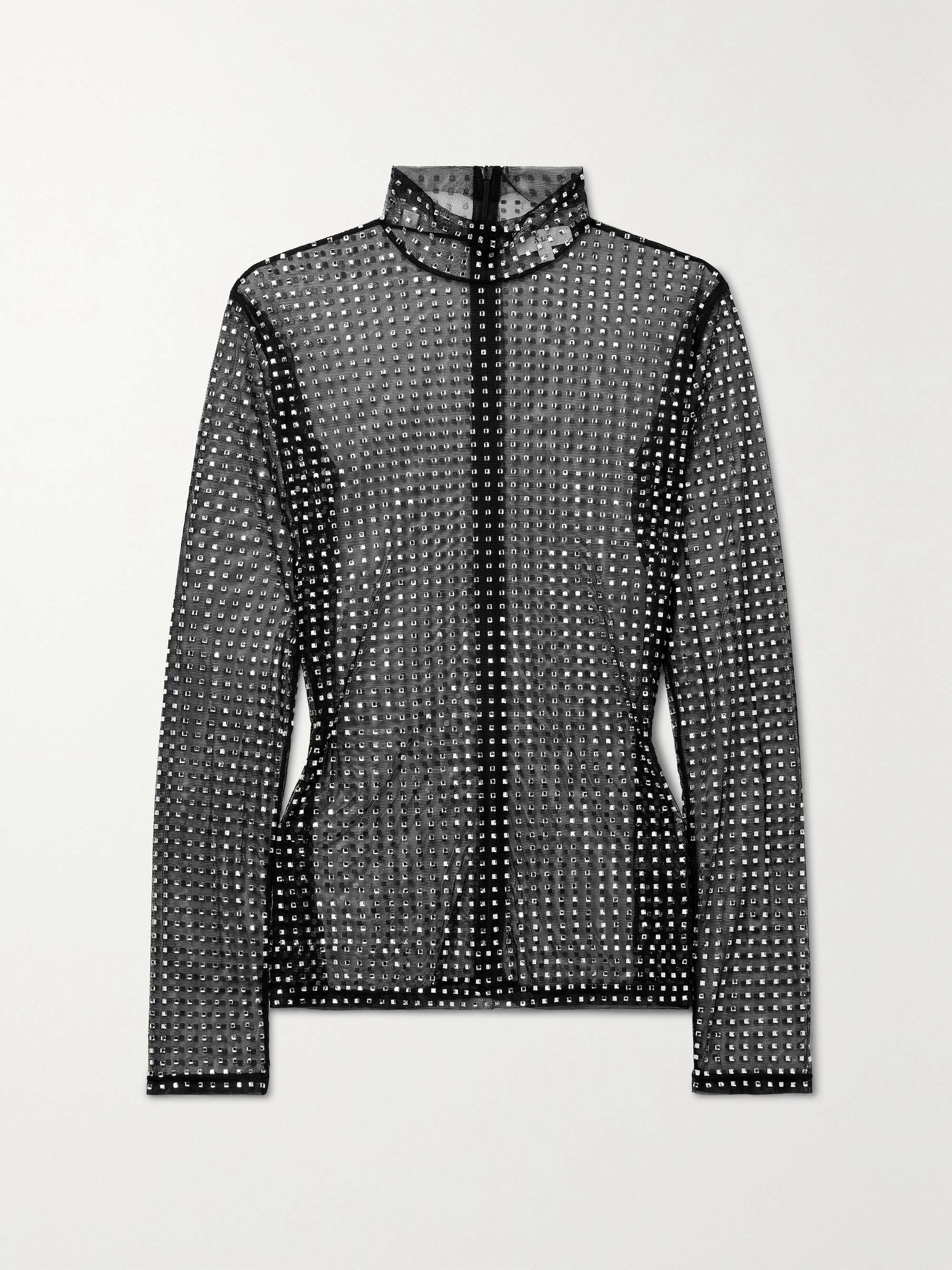 White mesh turtleneck top clearance