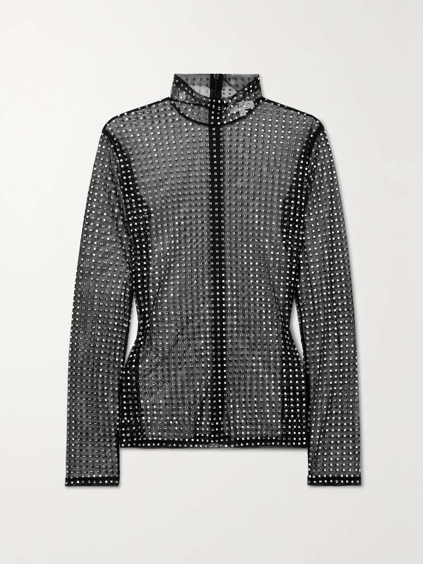 A.L.C. James Crystal-embellished Mesh Turtleneck Top