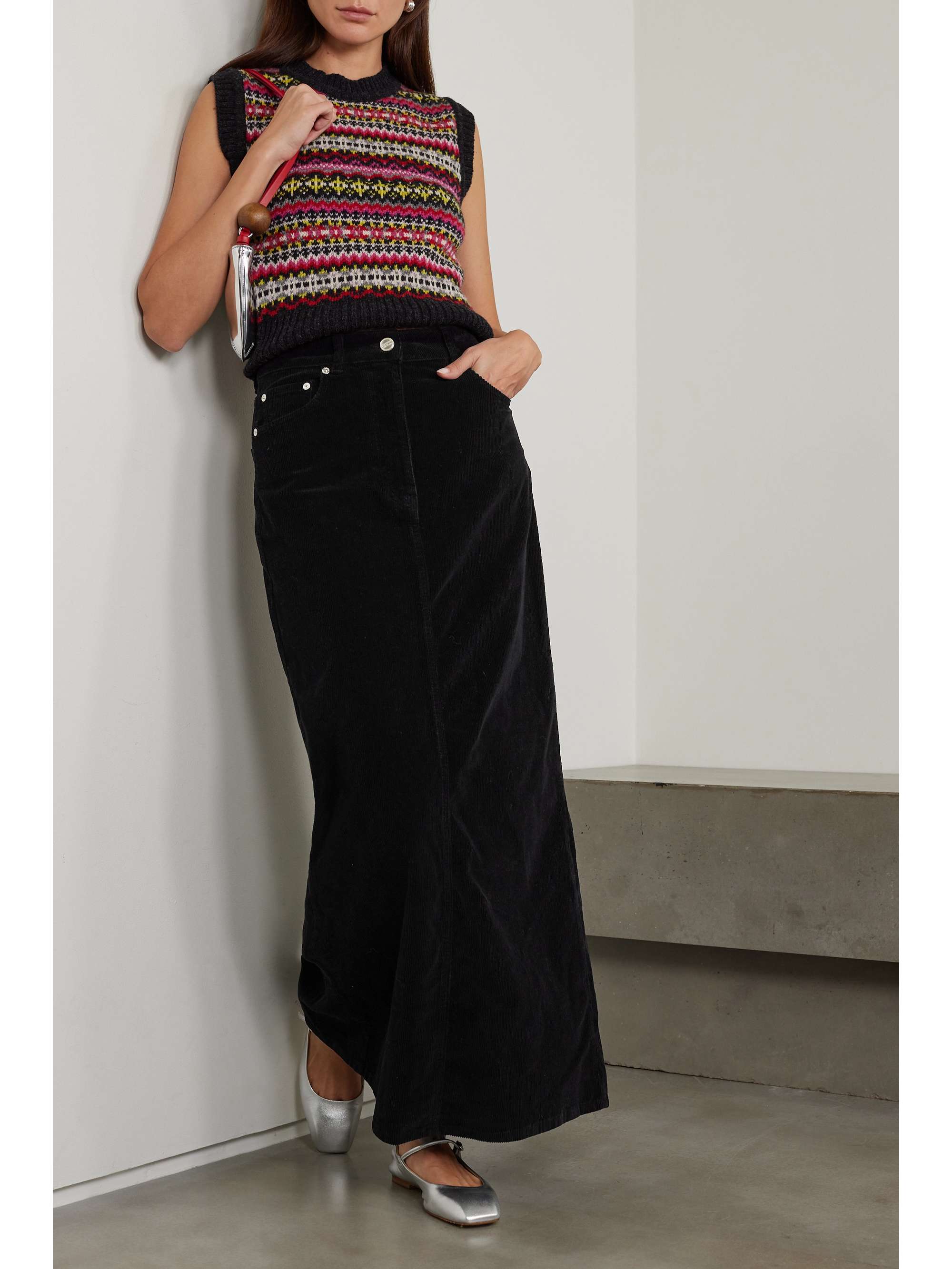 GANNI Organic cotton-blend corduroy maxi skirt | NET-A-PORTER