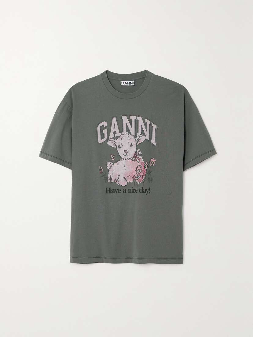 Ganni + Net Sustain Printed Recycled And Organic Cotton-jersey T-shirt -  - x large