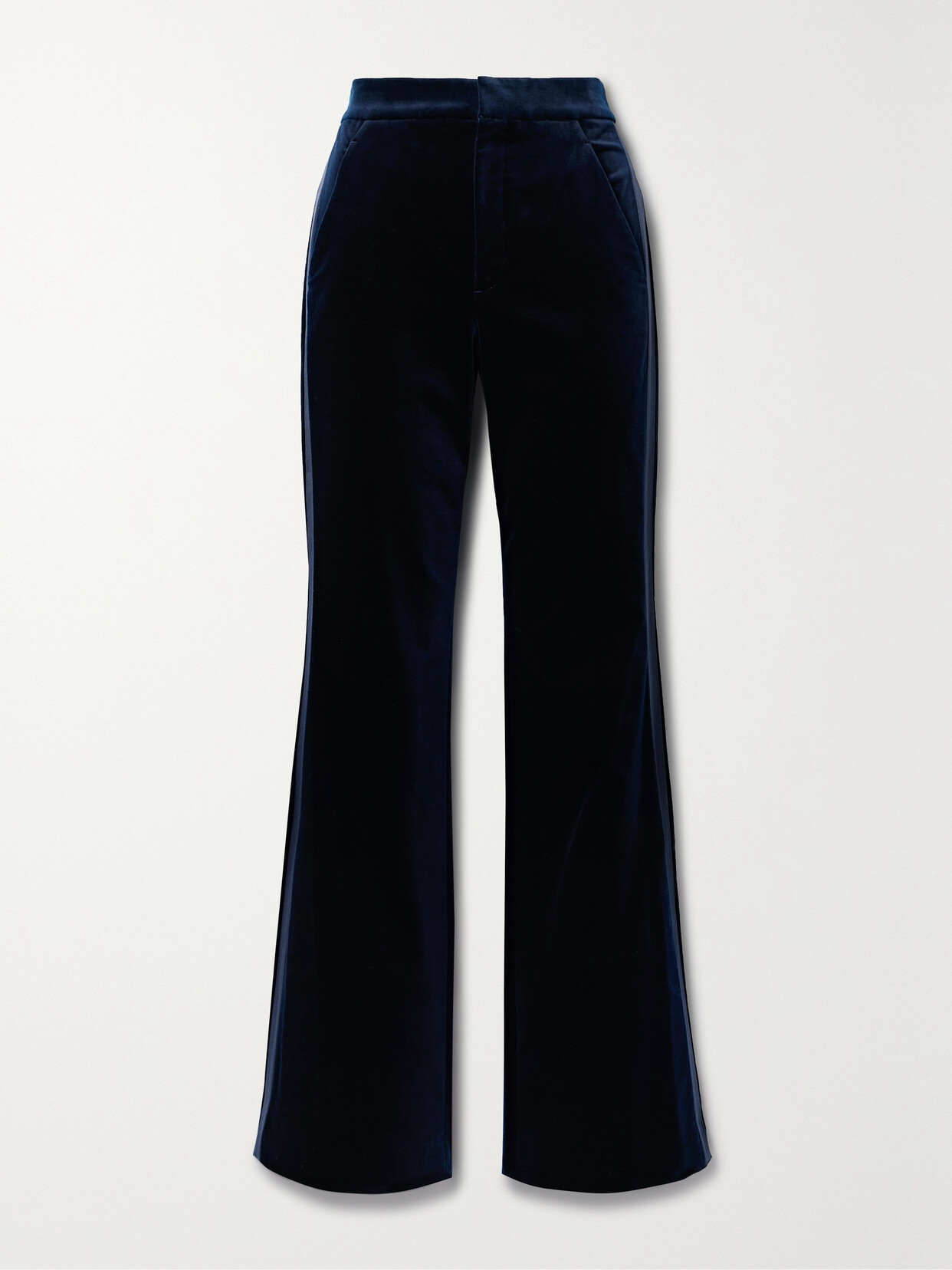 A.L.C. Sophie Ii Satin-trimmed Cotton-blend Velvet Flared Pants - Blue