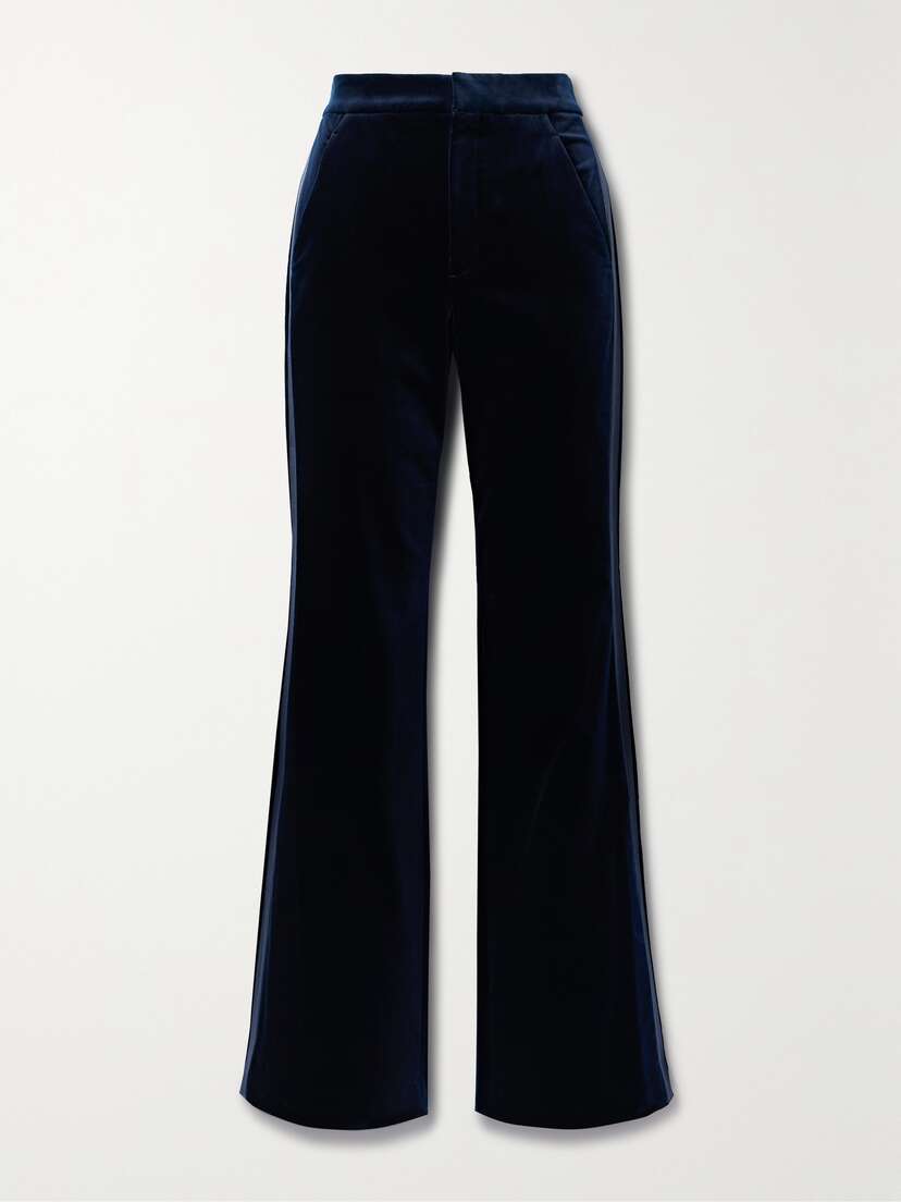 A.L.C. Sophie Ii Satin-trimmed Cotton-blend Velvet Flared Pants