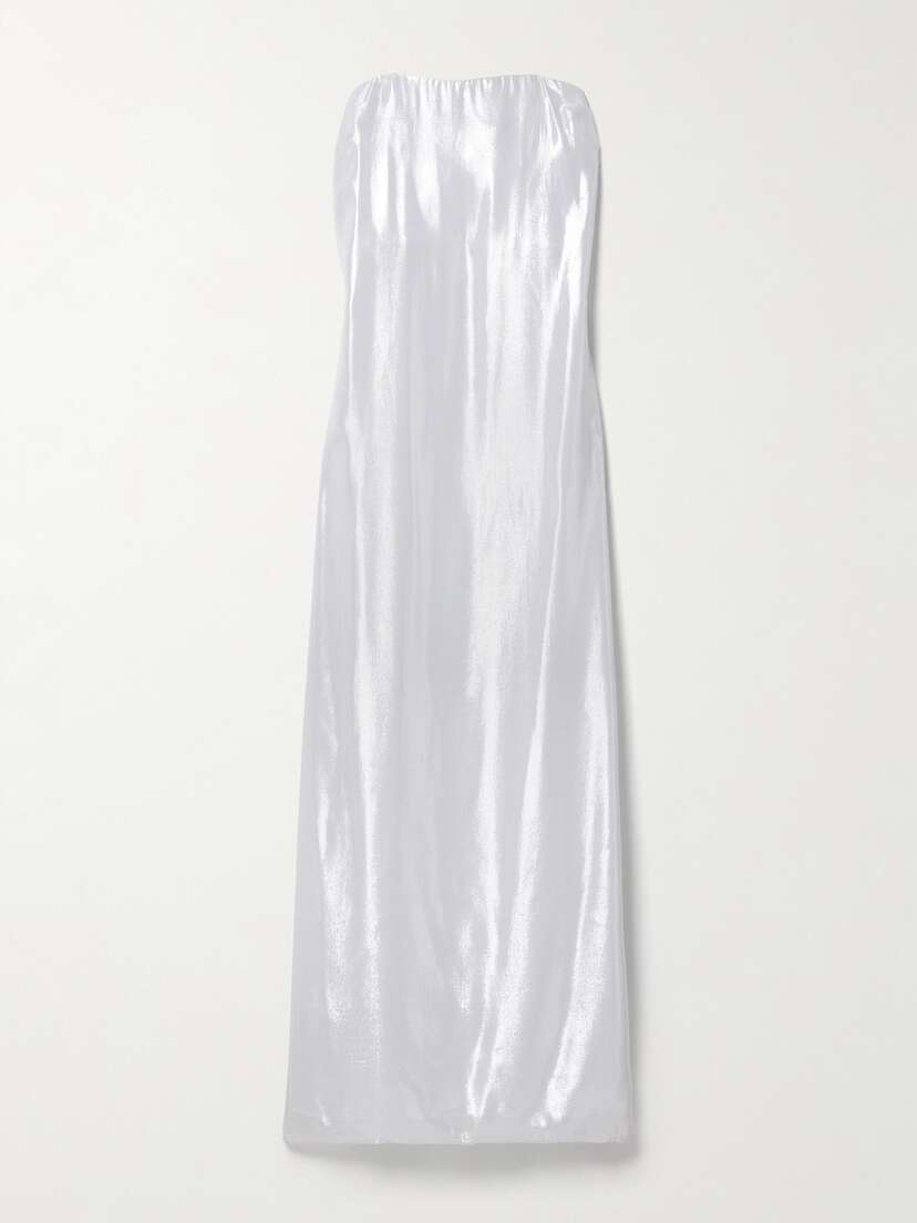 Staud Casey Strapless Metallic Silk-blend Tulle Gown
