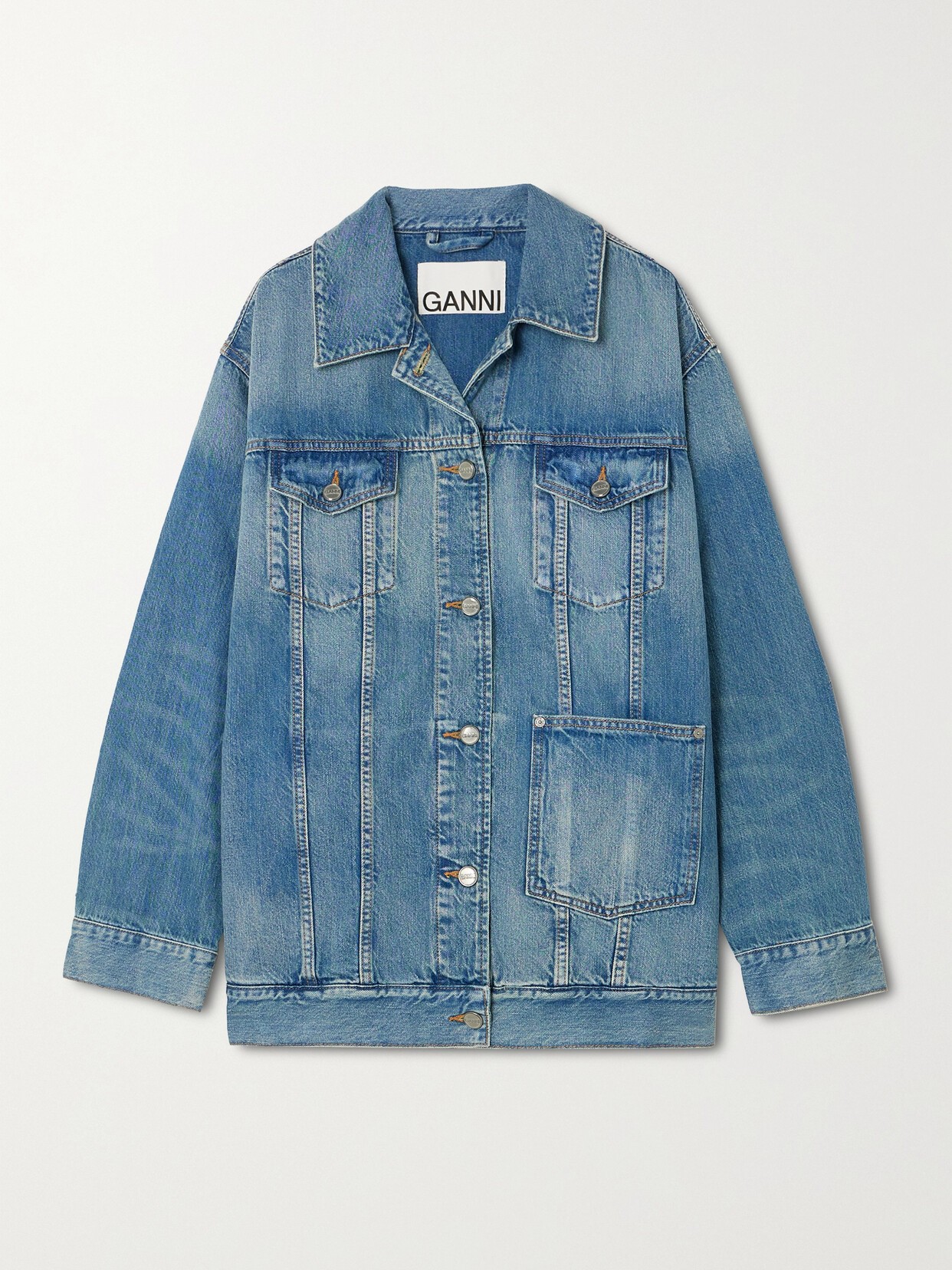 GANNI - Tint Oversized Organic Denim Jacket - Blue