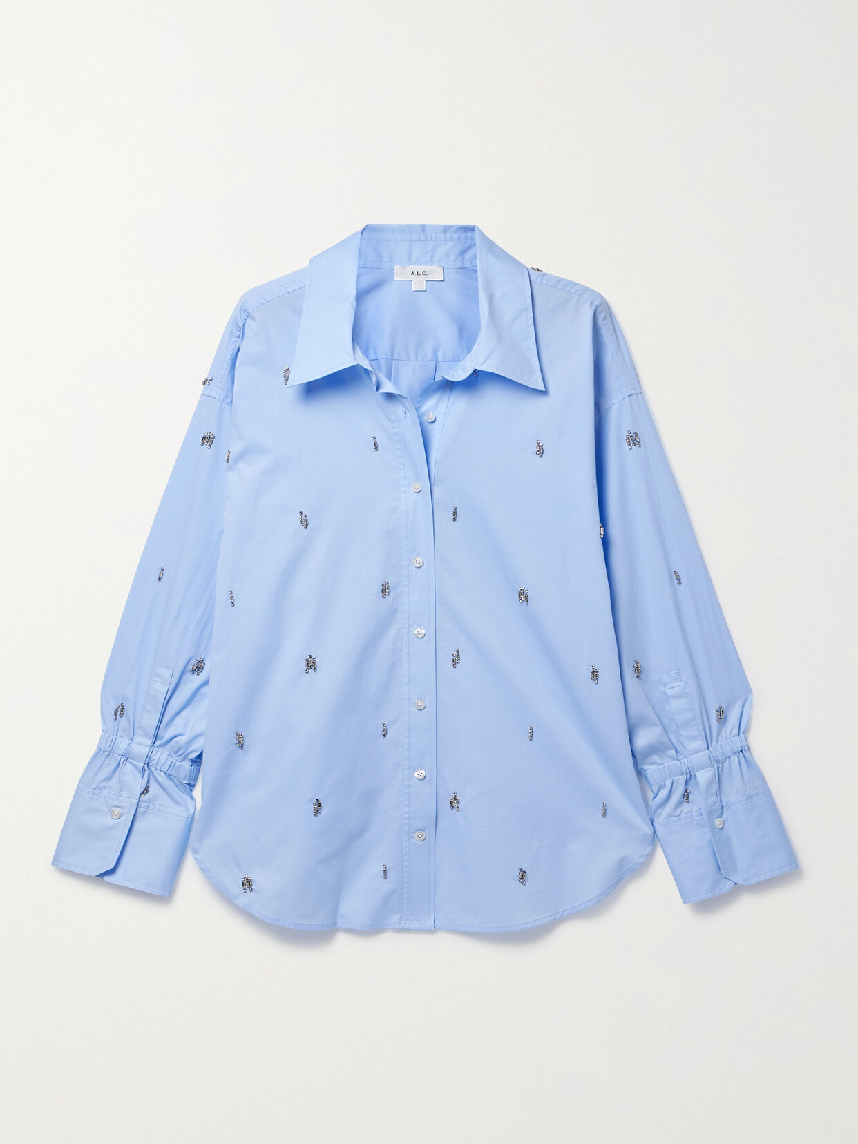 A.l.c Monica Crystal-embellished Cotton-twill Shirt In Sky Blue