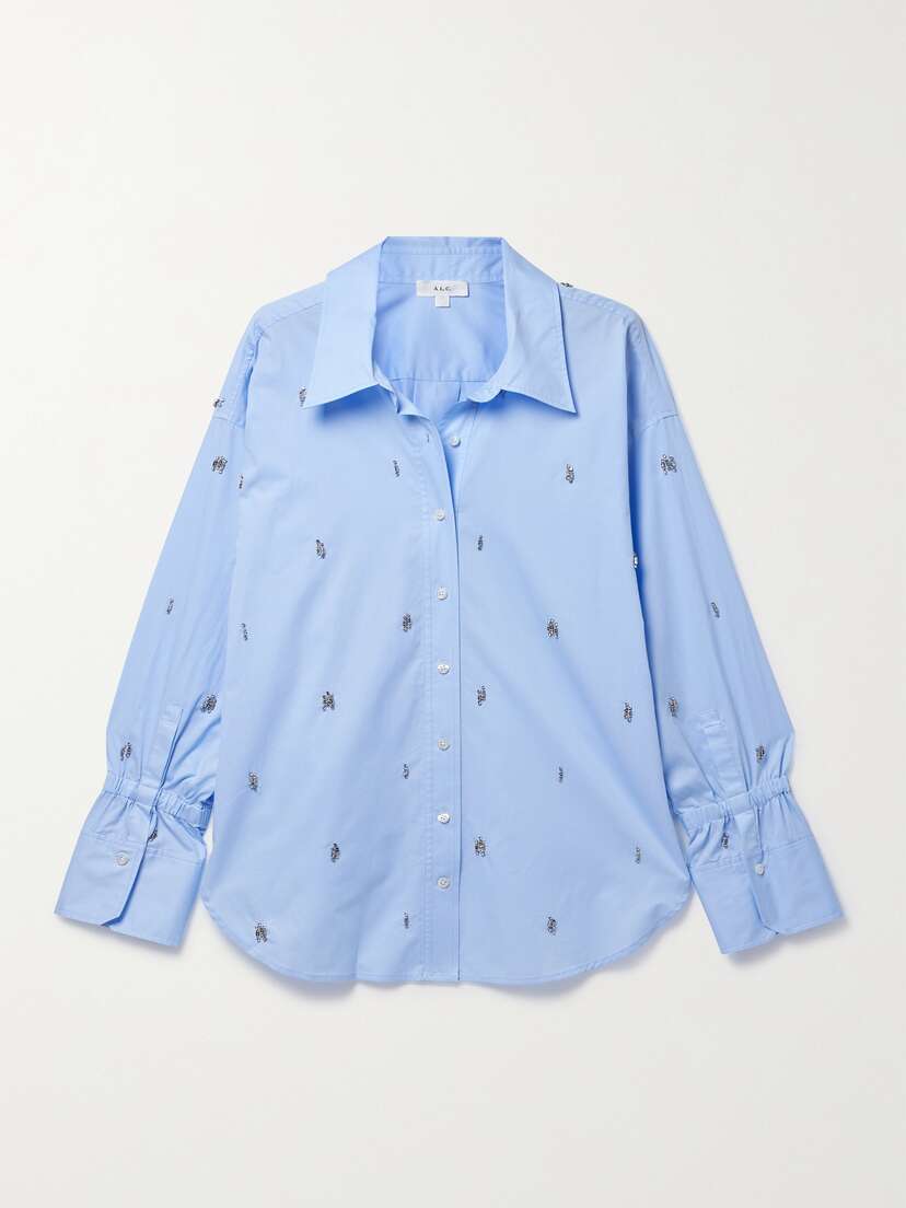 A.L.C. Monica Crystal-embellished Cotton-twill Shirt