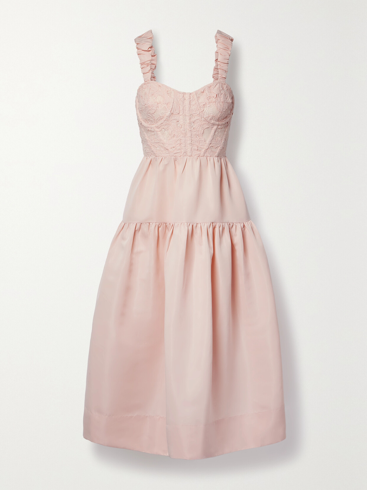 Sea Evita Embroidered Taffeta Midi Dress - Pink