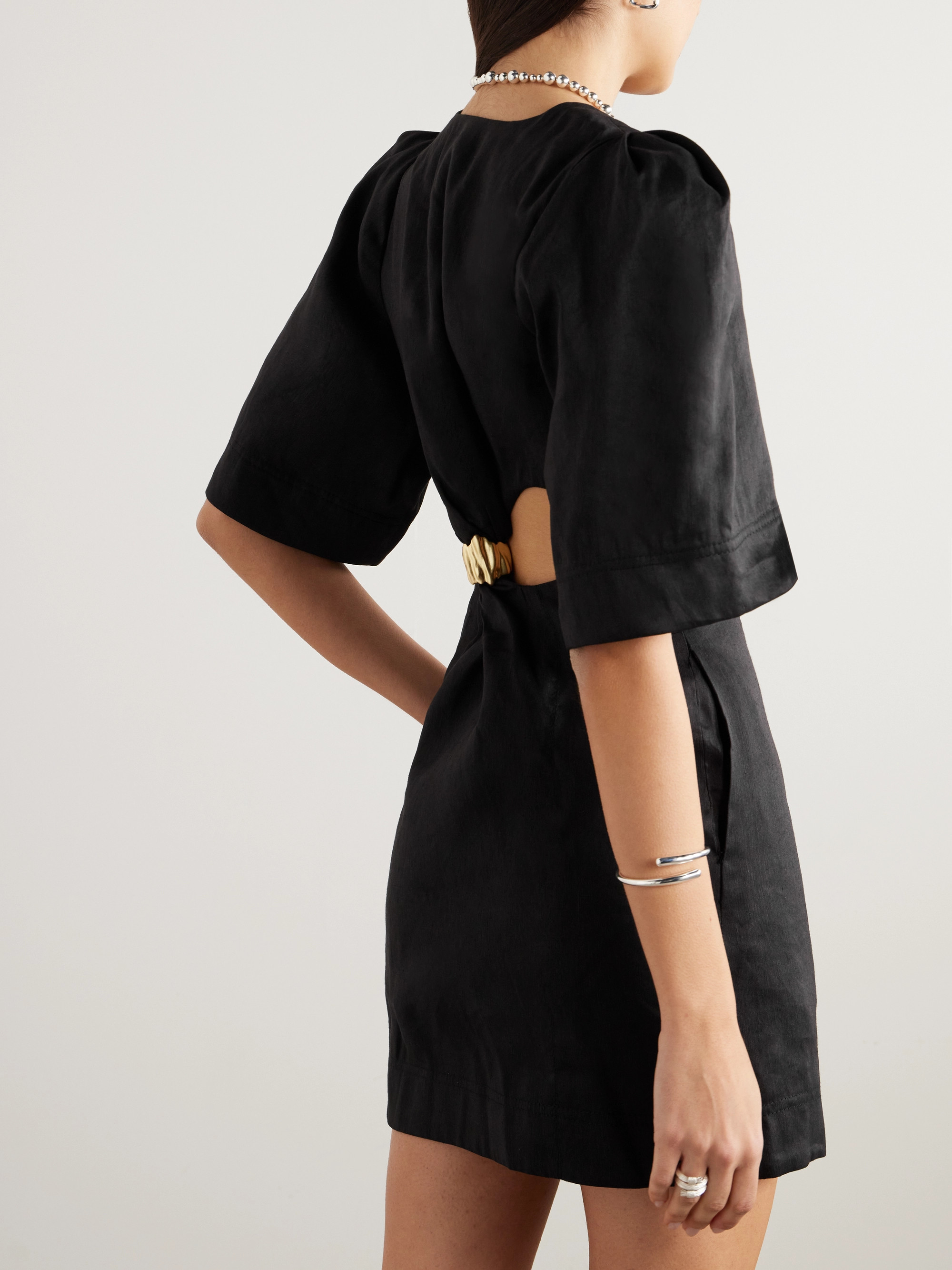 Aje Hunter embellished cutout linen-blend mini dress