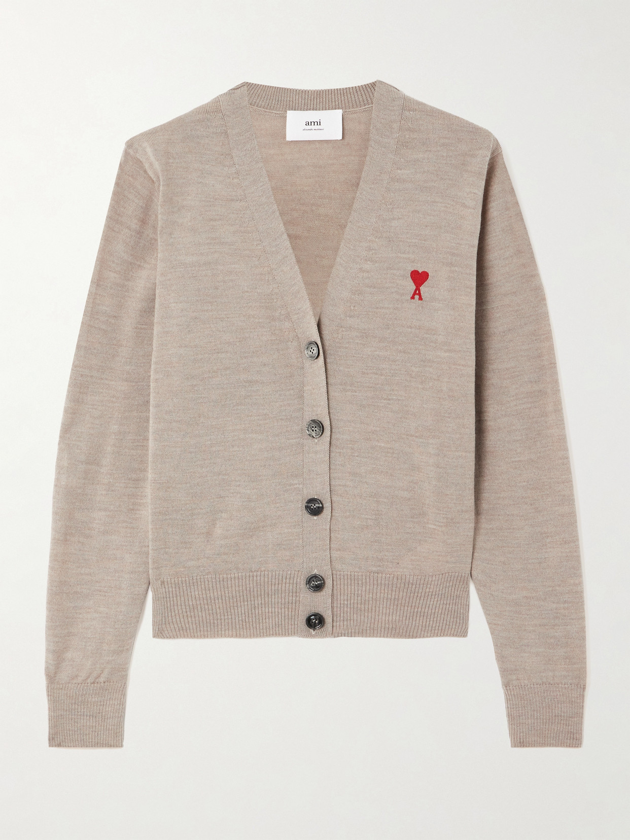 AMI PARIS - +net Sustain Adc Merino Wool Cardigan - Beige