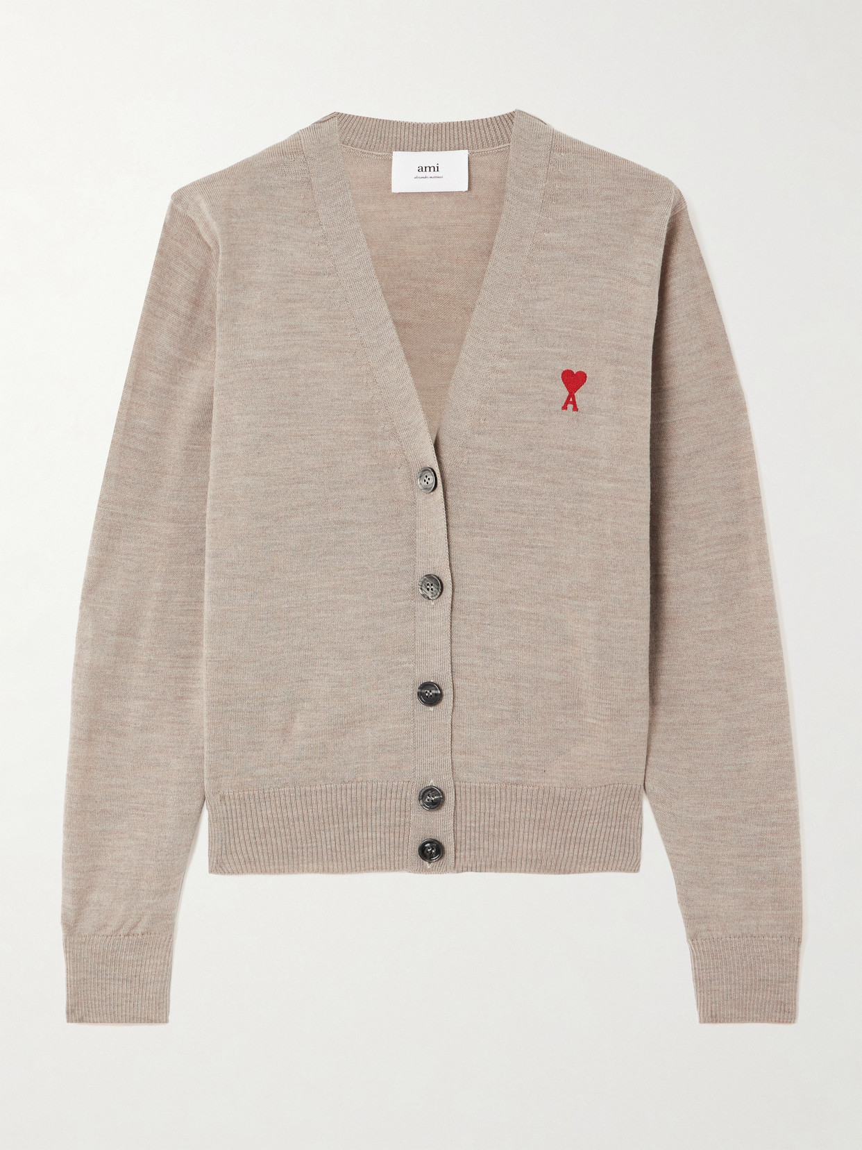 Ami Alexandre Mattiussi +net Sustain Merino Wool Cardigan In Neutrals