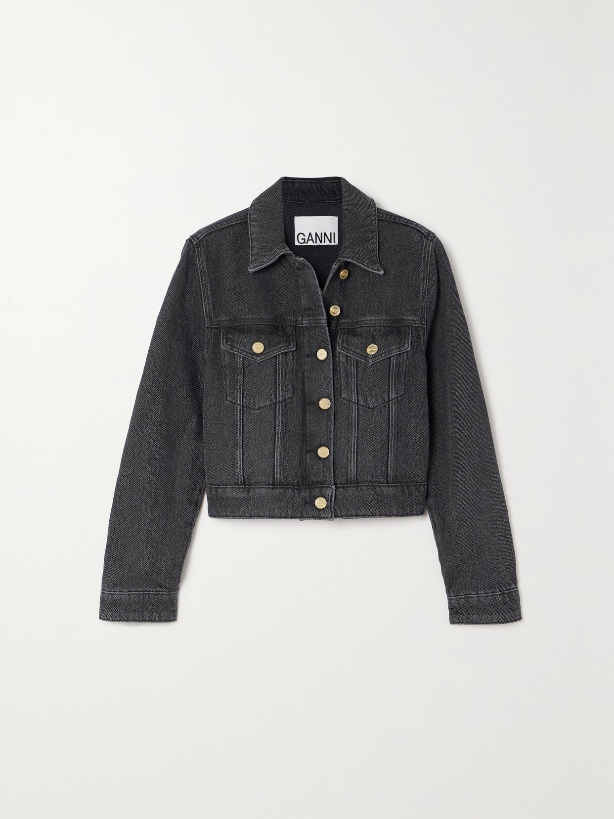 Shop Ganni + Net Sustain Organic Denim Jacket In Black