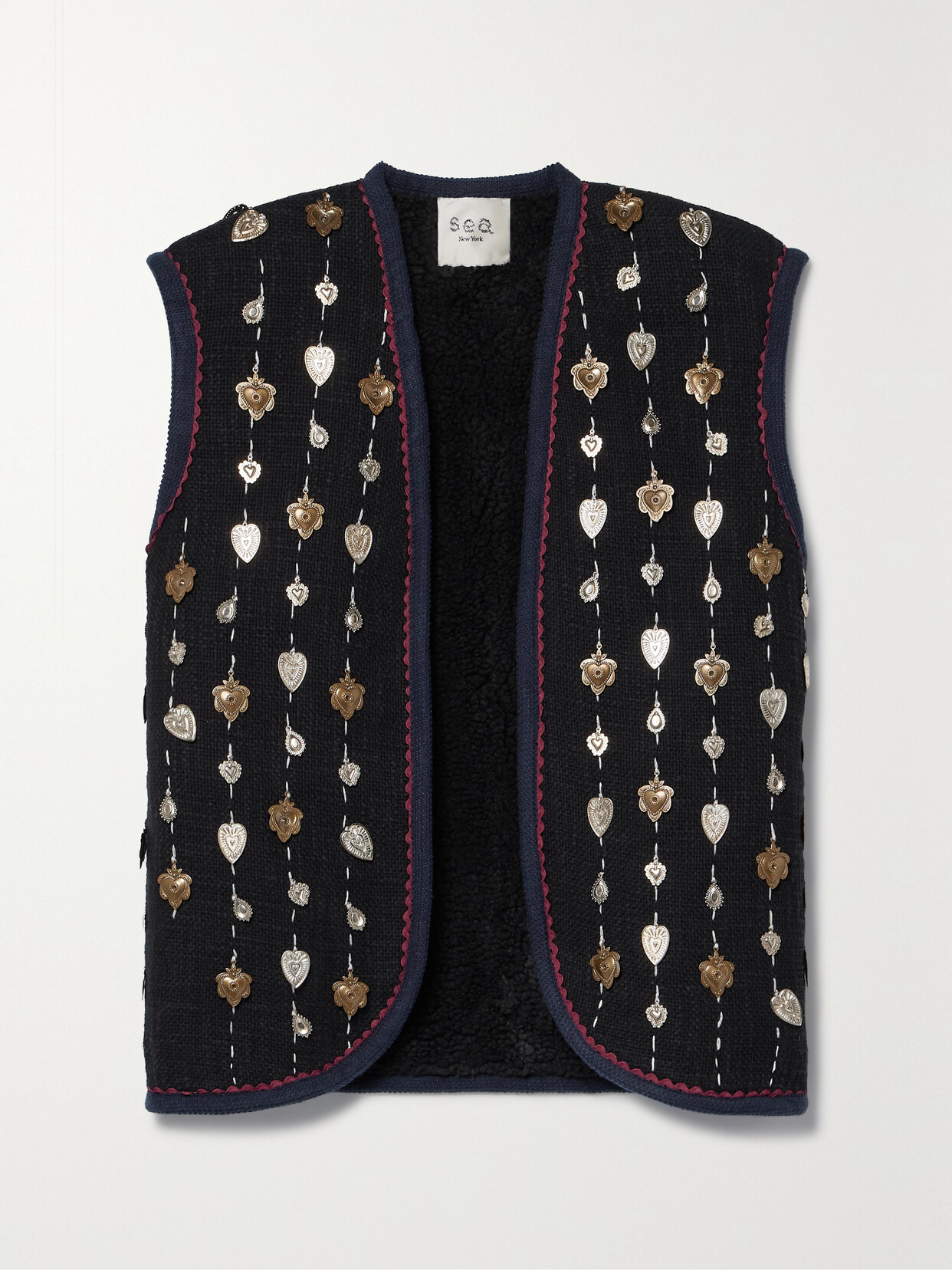 Sea - Betina Embellished Tweed Vest - Black