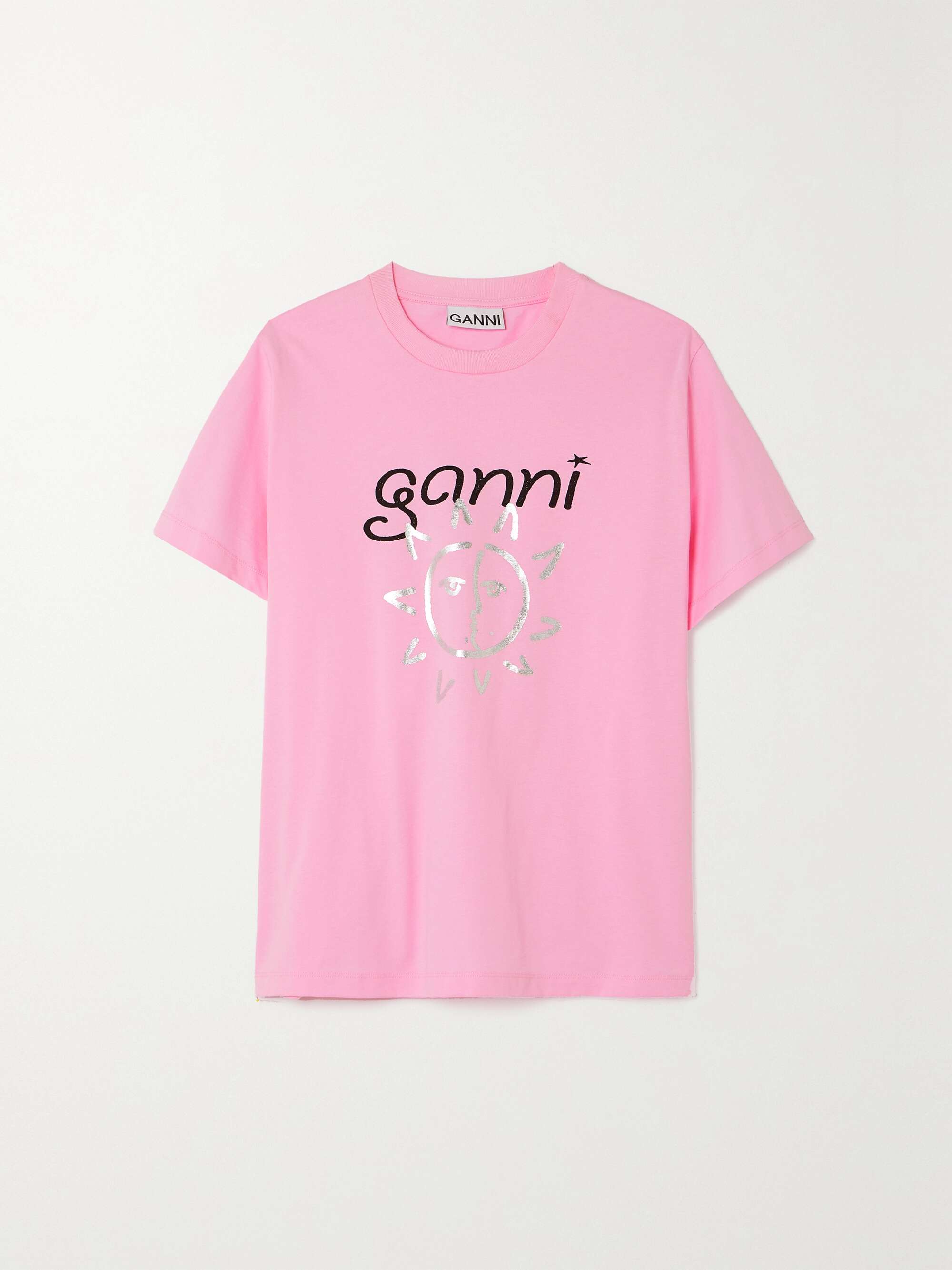 GANNI Printed organic cotton-jersey T-Shirt | NET-A-PORTER