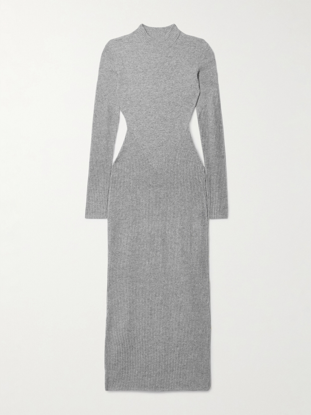 STAUD Ramona Ribbed Wool-blend Midi Dress - Gray