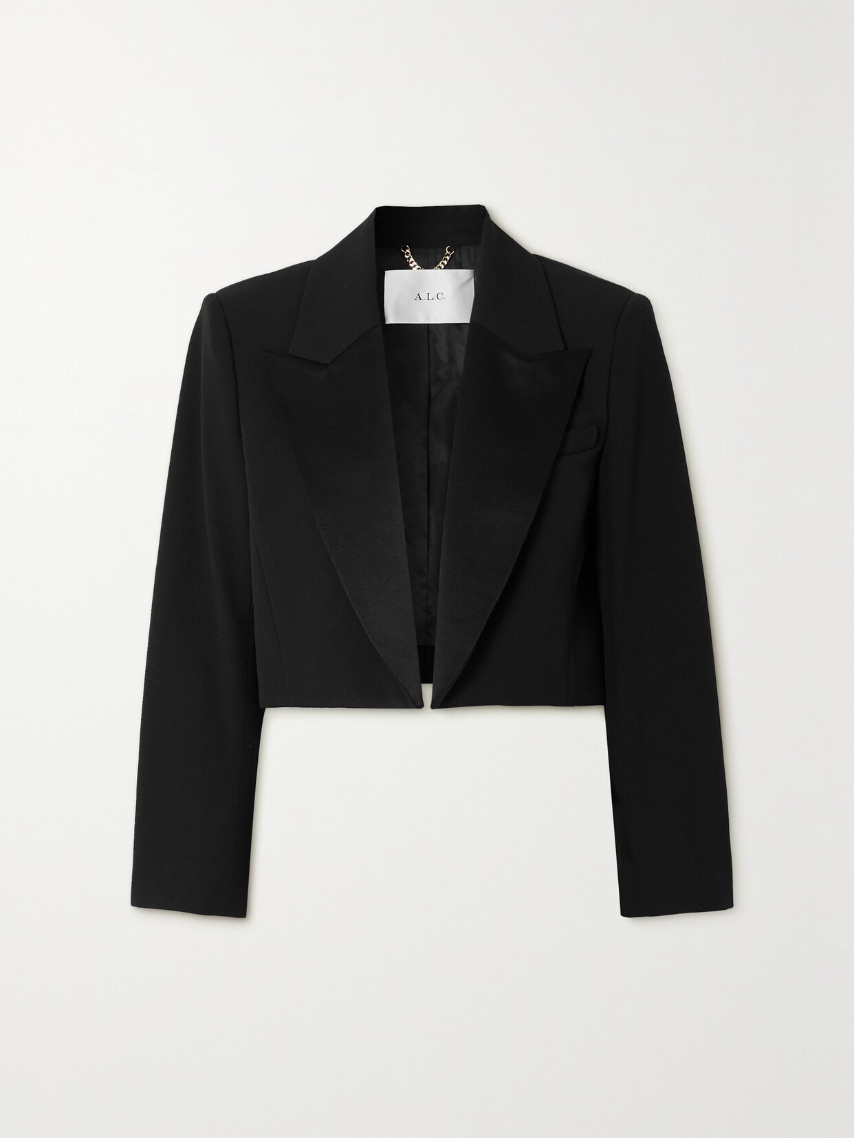 A.L.C. - Anderson Cropped Satin-trimmed Twill Blazer - Black