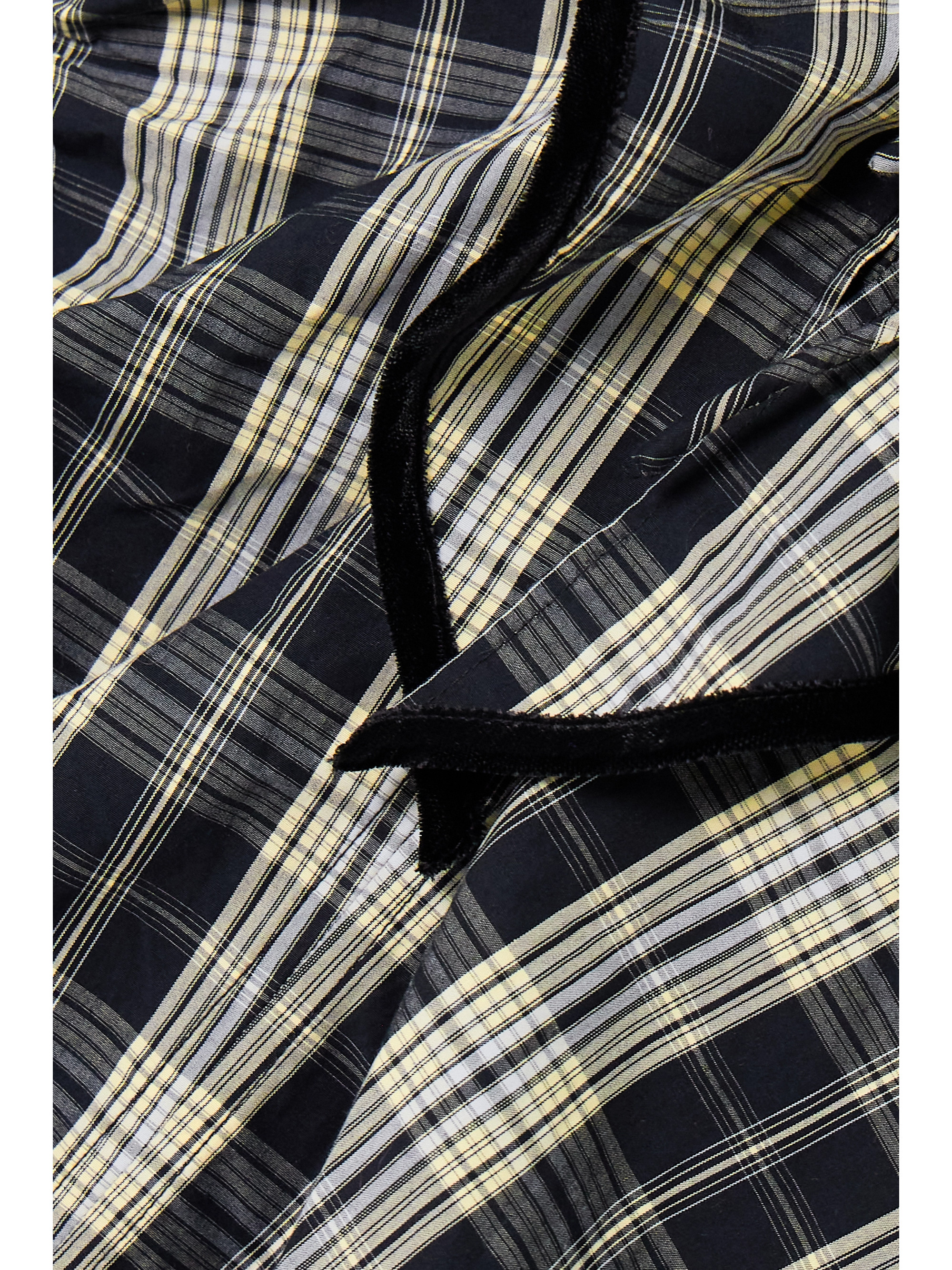 GANNI + NET SUSTAIN velvet-trimmed ruffled organic cotton-poplin mini dress