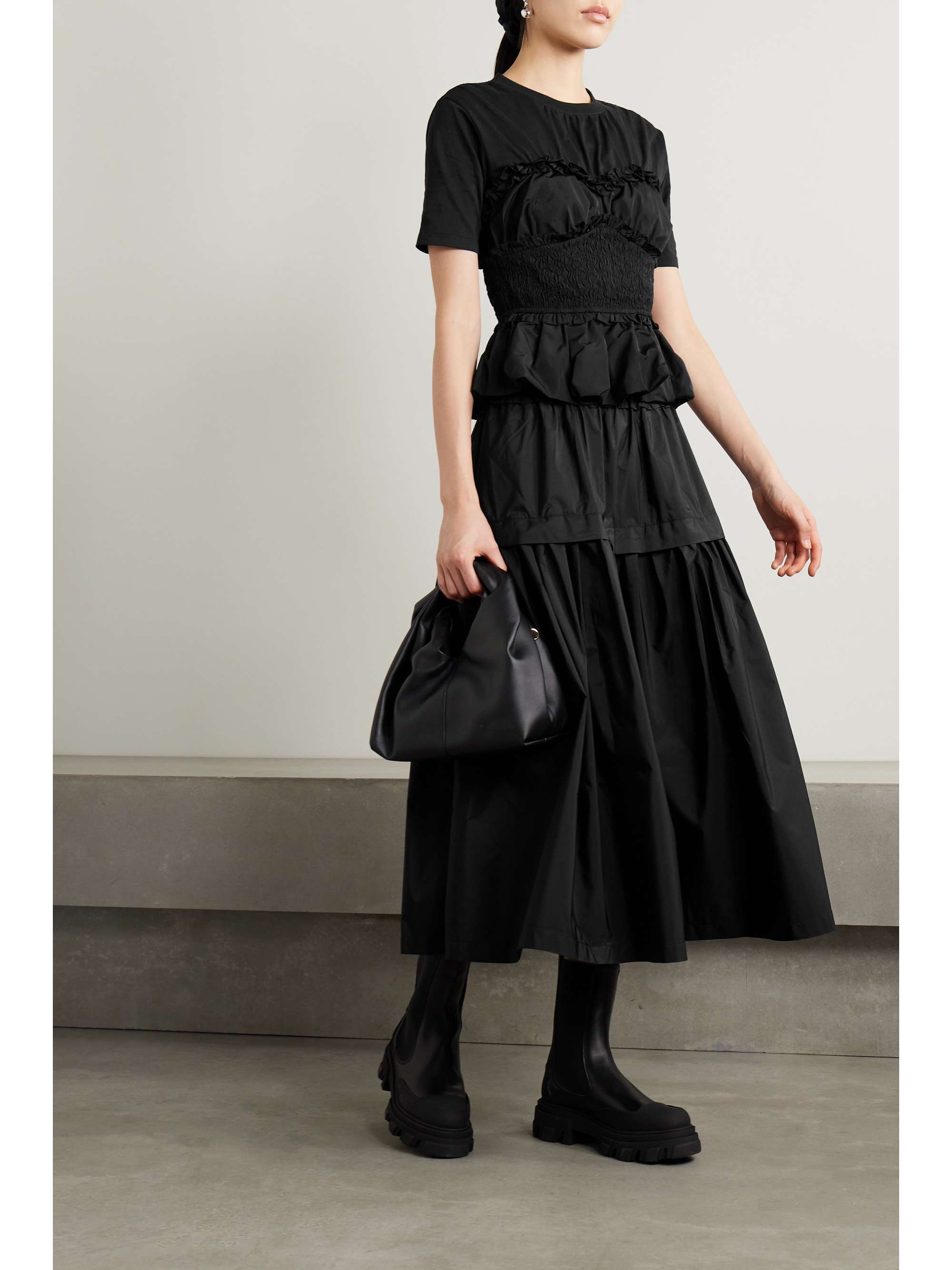 Touché Privé FRILLY TAFFETA - A-line skirt - black 