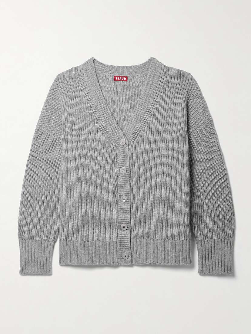 Staud Matilda Ribbed-knit Wool-blend Cardigan