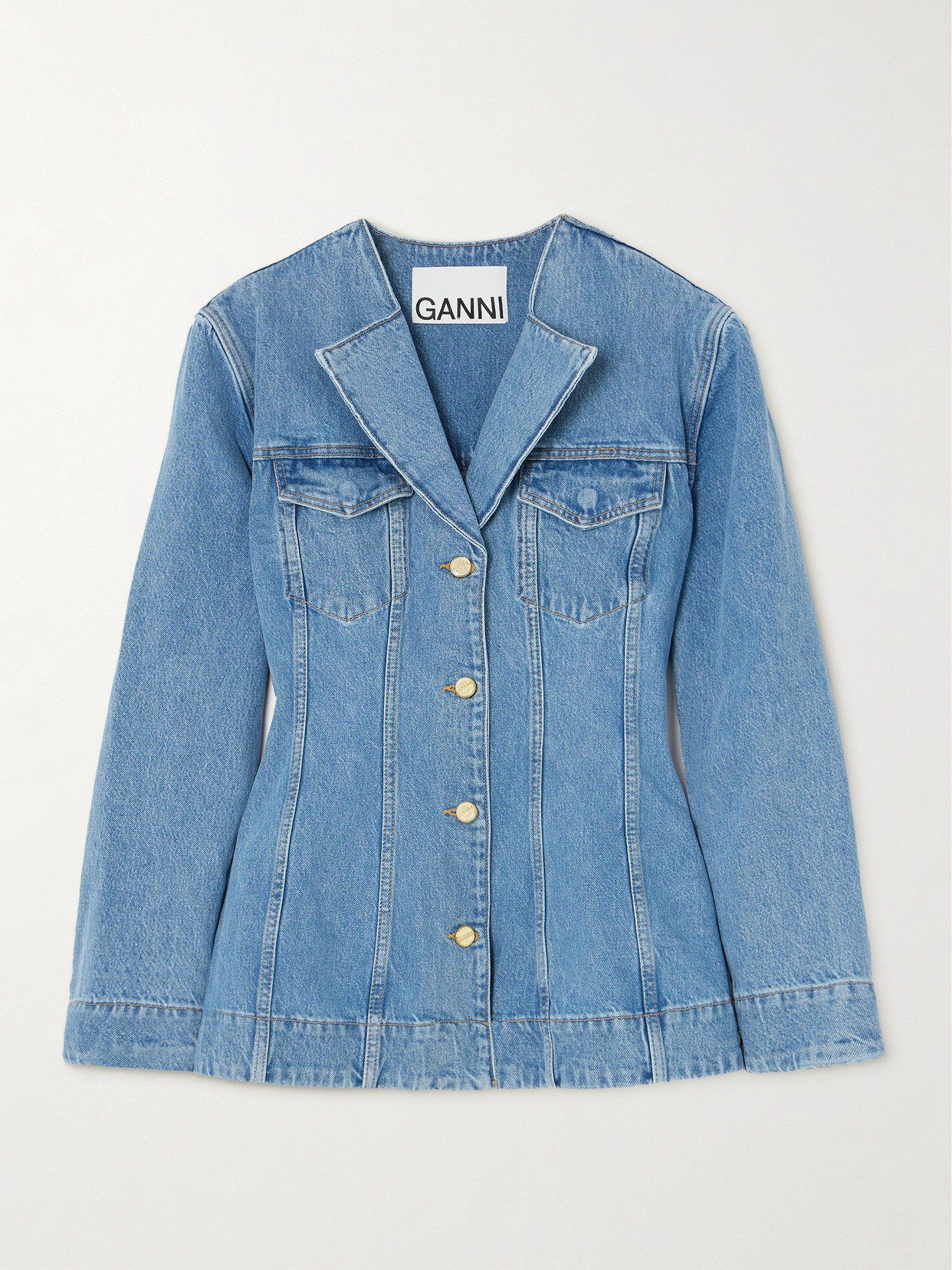 Ganni Organic Denim Blazer In Blue