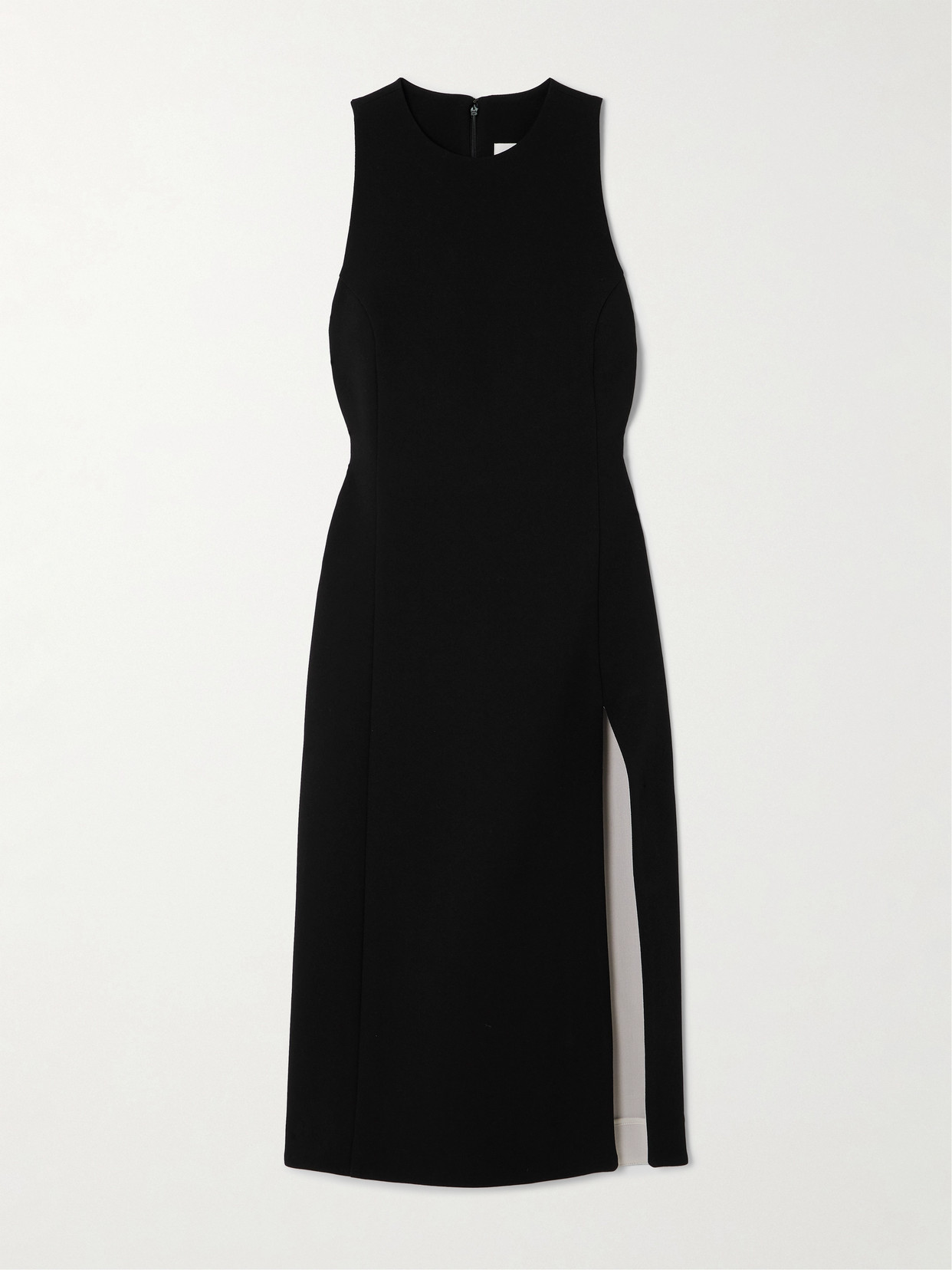 Shop Ami Alexandre Mattiussi Wool-crepe Midi Dress In Black