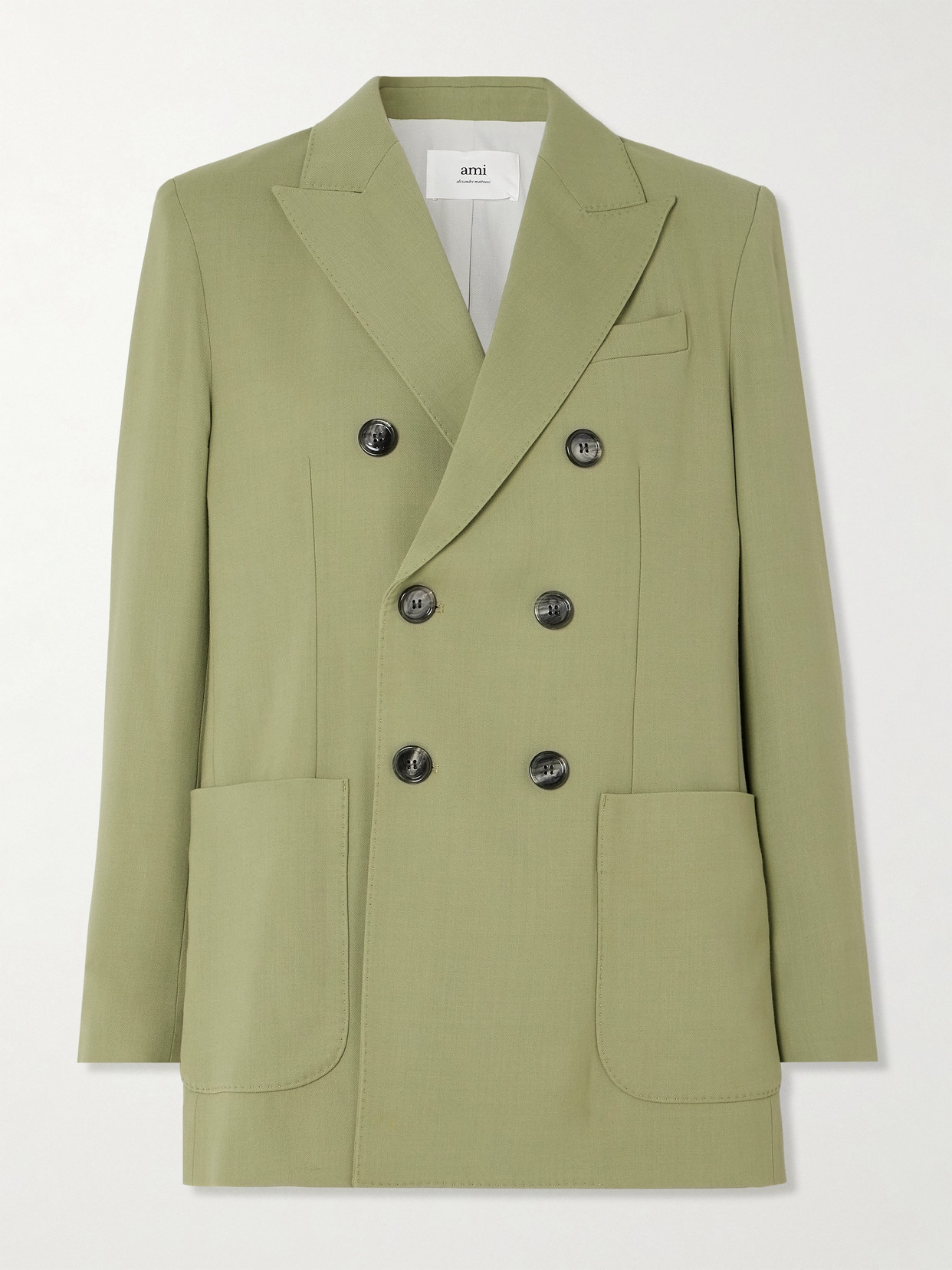 AMI PARIS - Double-breasted Twill Blazer - Green