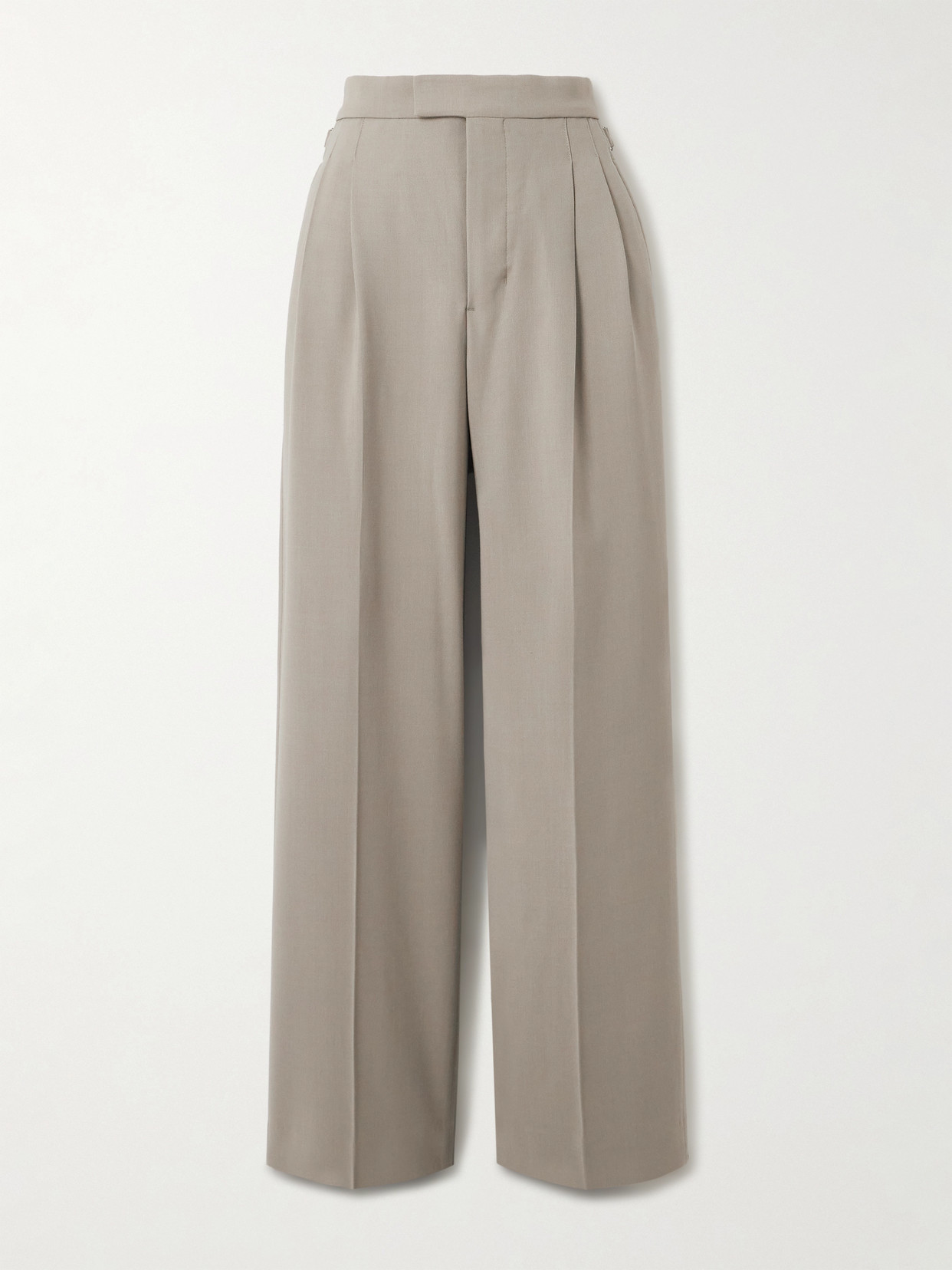 Ami Alexandre Mattiussi Pleated Wide-leg Crepe Pants In Brown