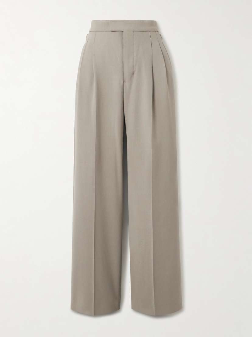 AMI PARIS Pleated Wide-leg Crepe Pants