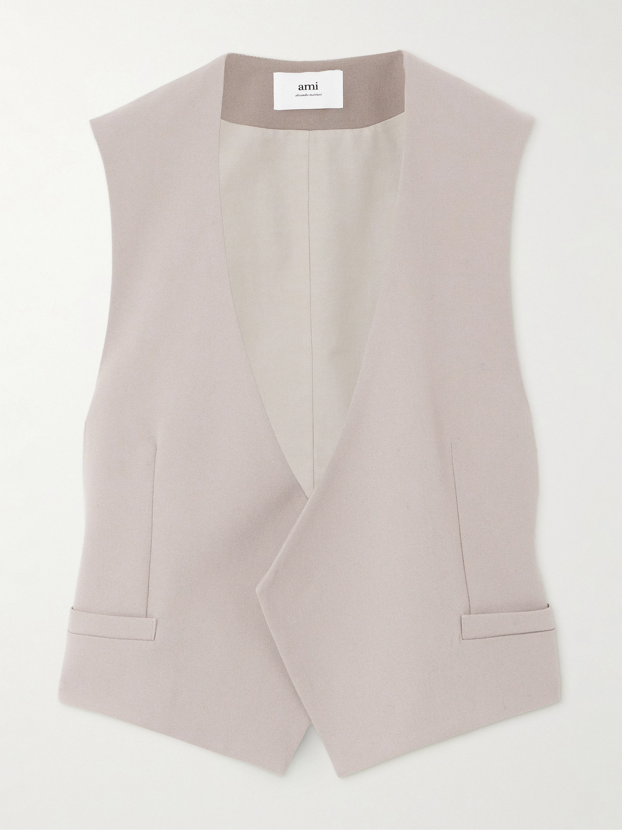 AMI PARIS Wool-crepe Gilet - Brown