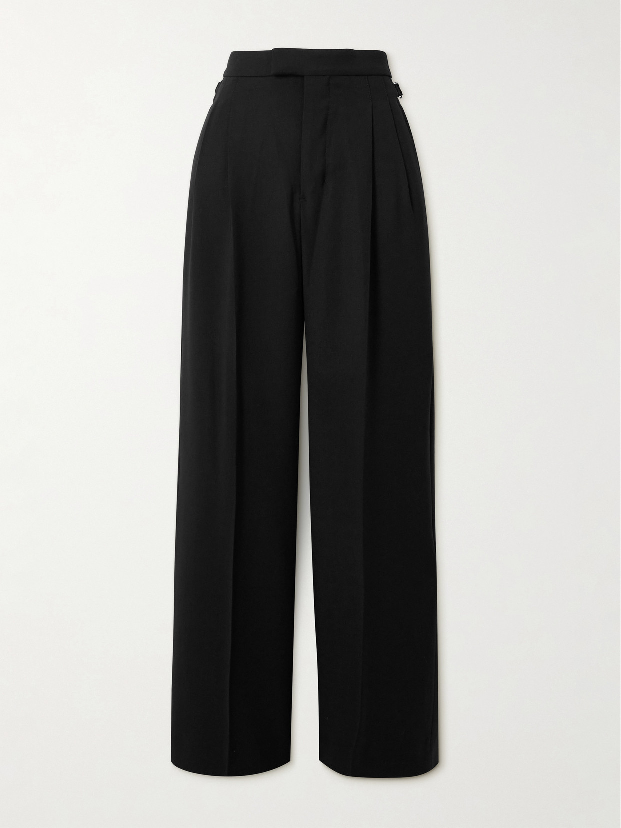 AMI PARIS - Pleated Crepe Wide-leg Pants - Black