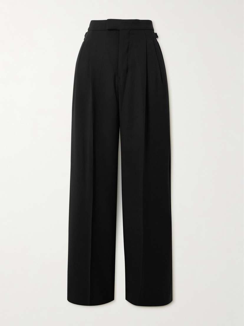 AMI PARIS Pleated Crepe Wide-leg Pants