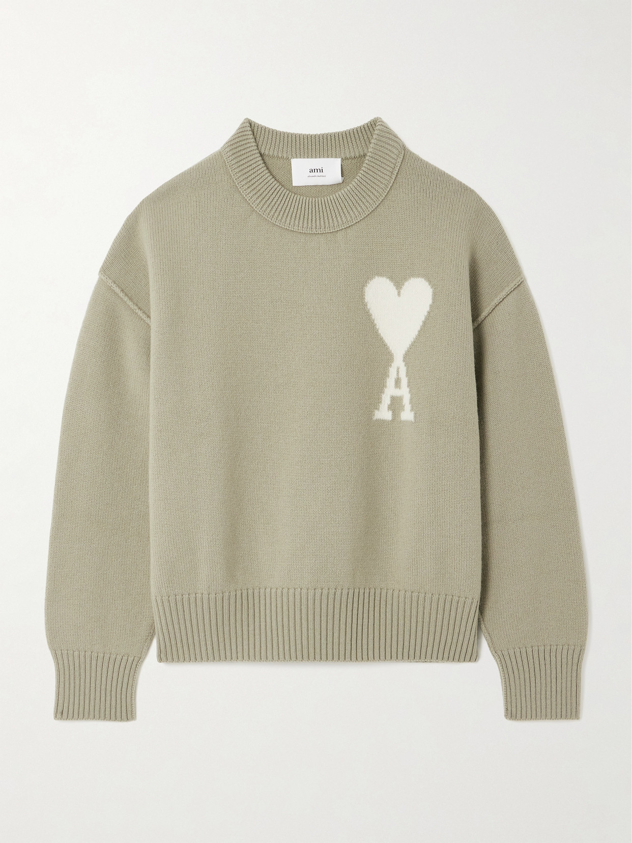 Ami Alexandre Mattiussi + Net Sustain Adc Intarsia Wool Sweater In Green